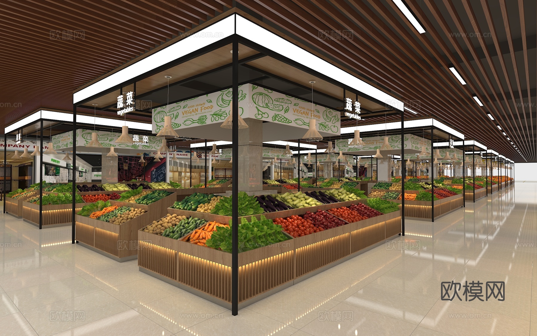 菜市 肉类 水果 干货批发市场3d模型