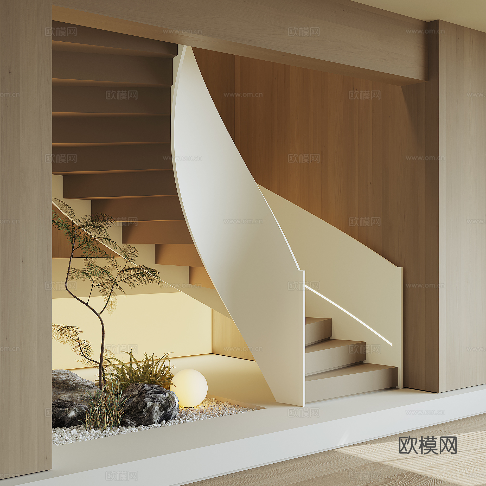 现代旋转楼梯3d模型