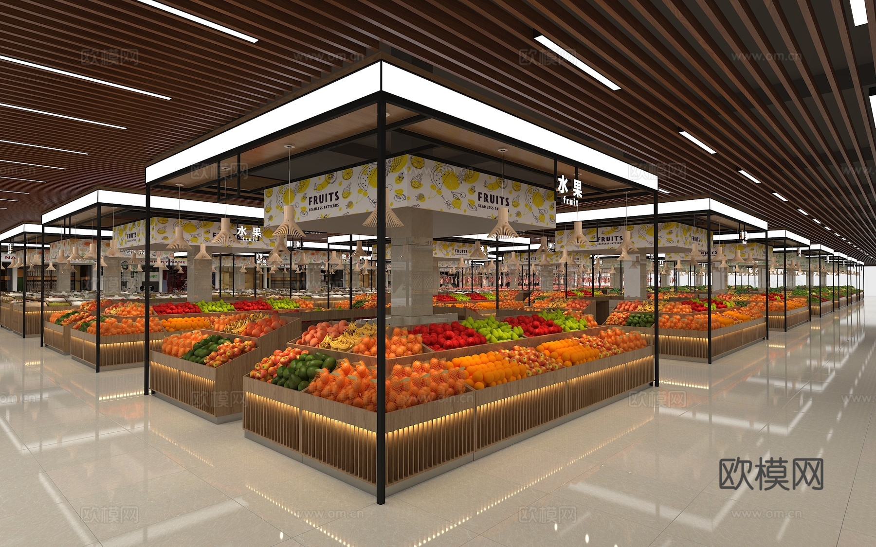 菜市 肉类 水果 干货批发市场3d模型