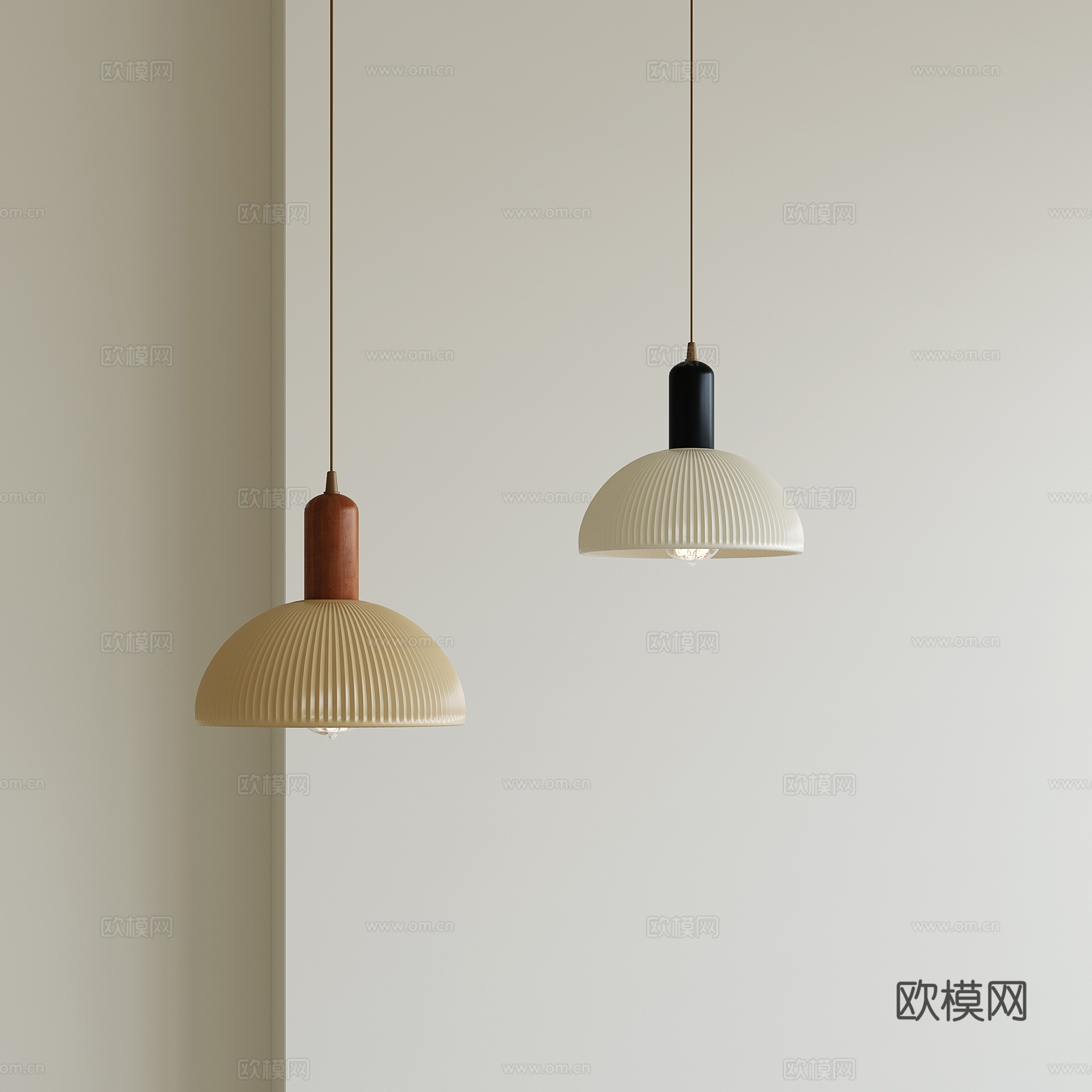 现代中古小吊灯su模型