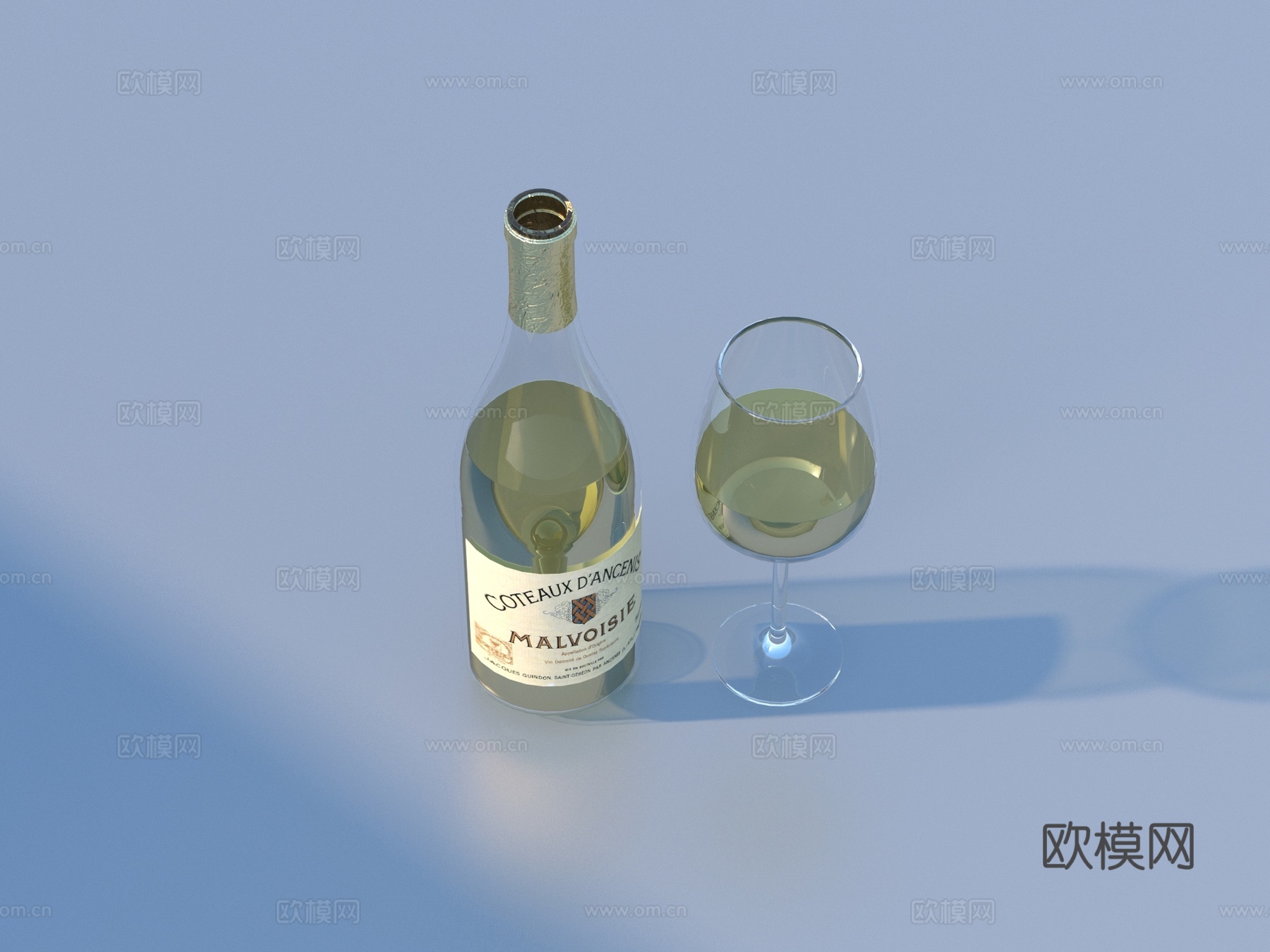 酒杯 红酒瓶 洋酒su模型
