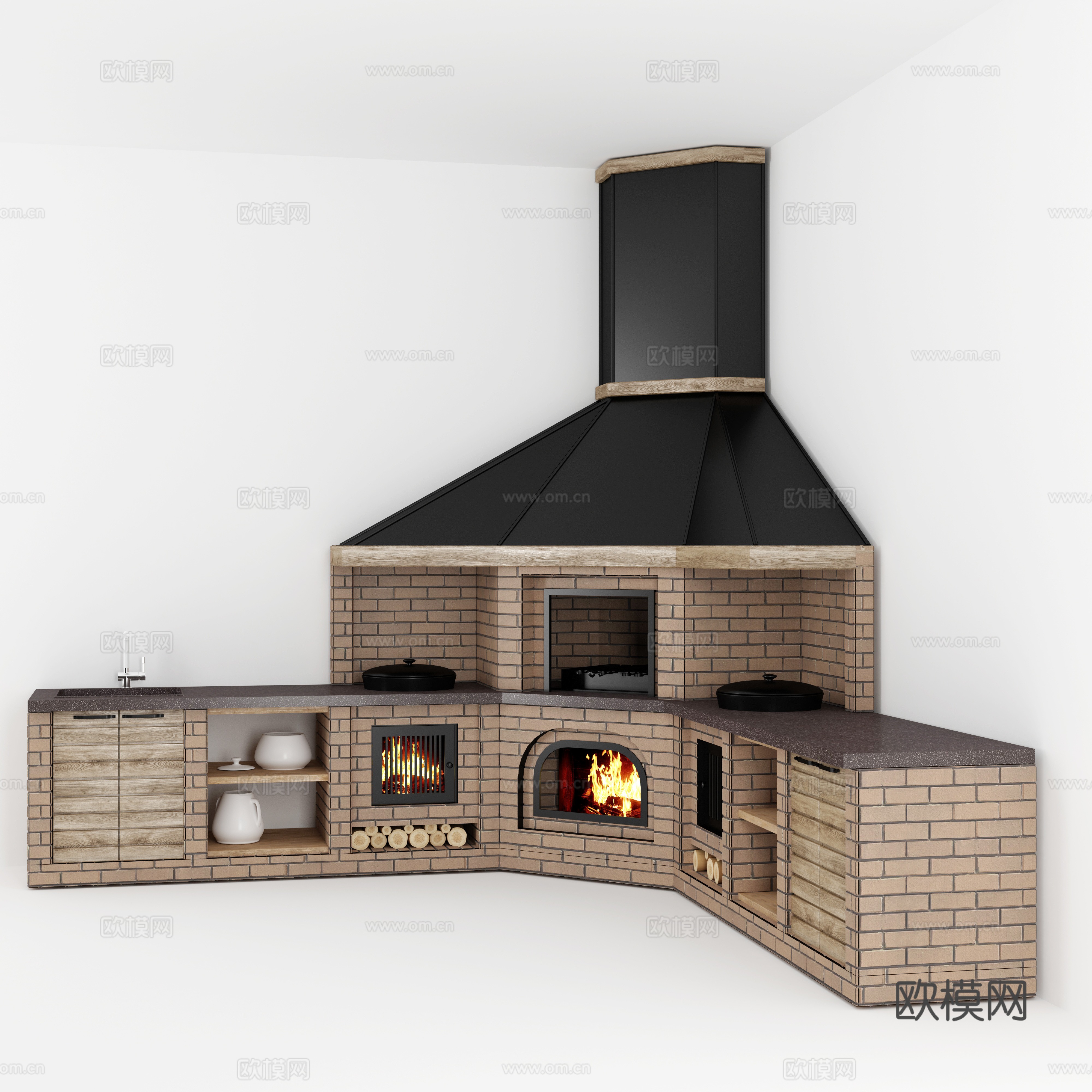 乡村灶台 灶台3d模型