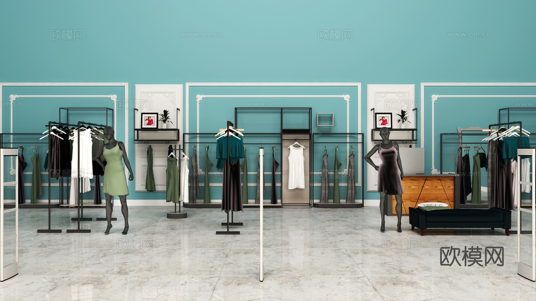 现代女装店货架 服装店 服装货架3d模型