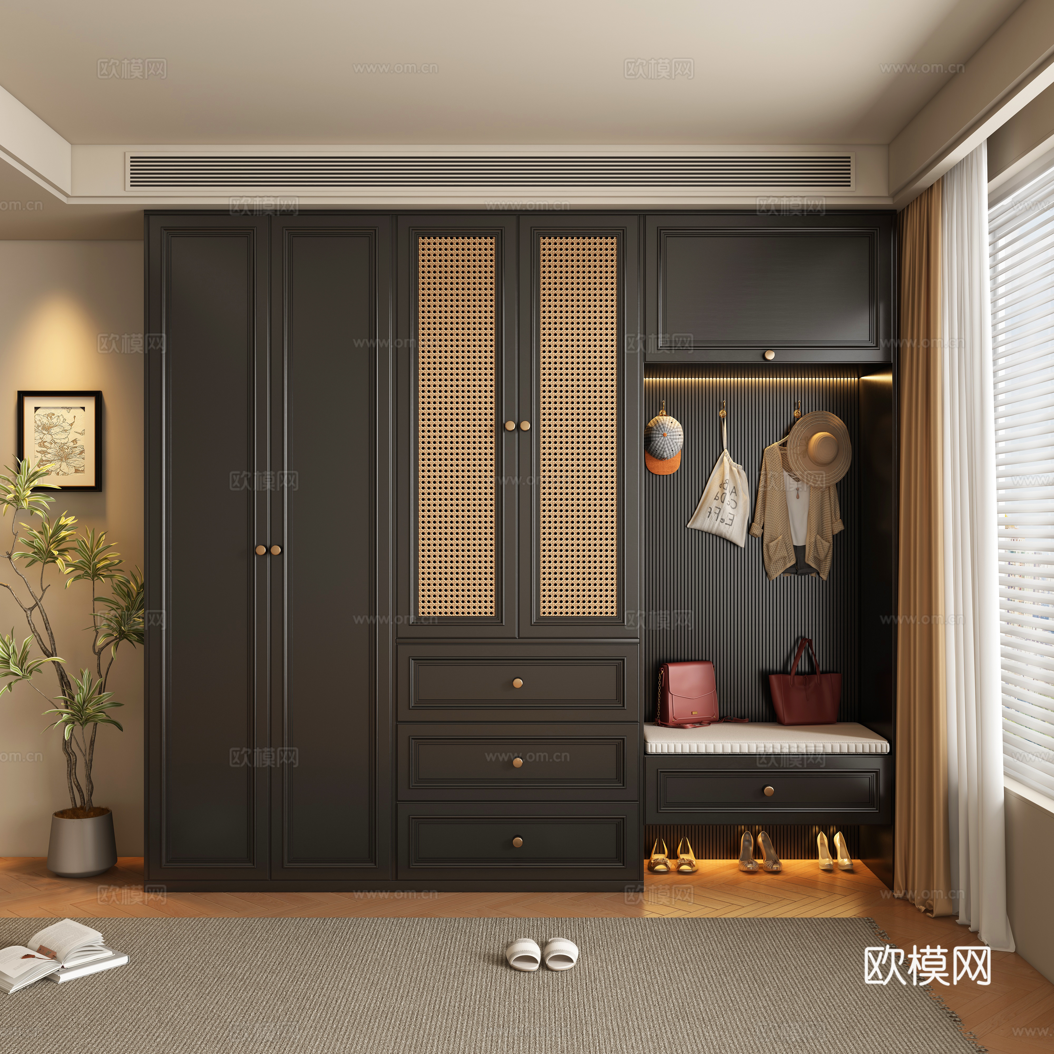 中古风衣柜3d模型