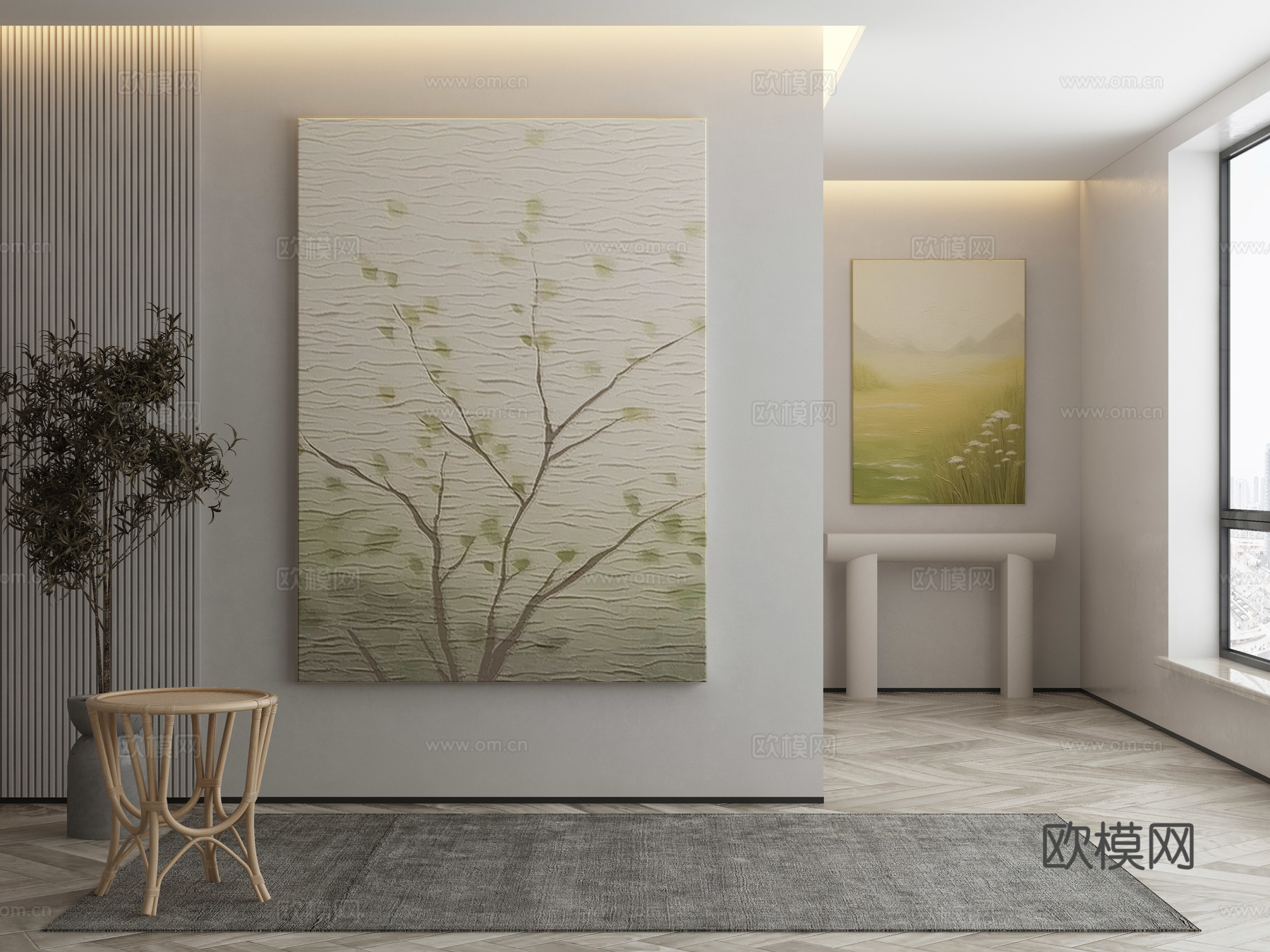 现代侘寂挂画 油画3d模型