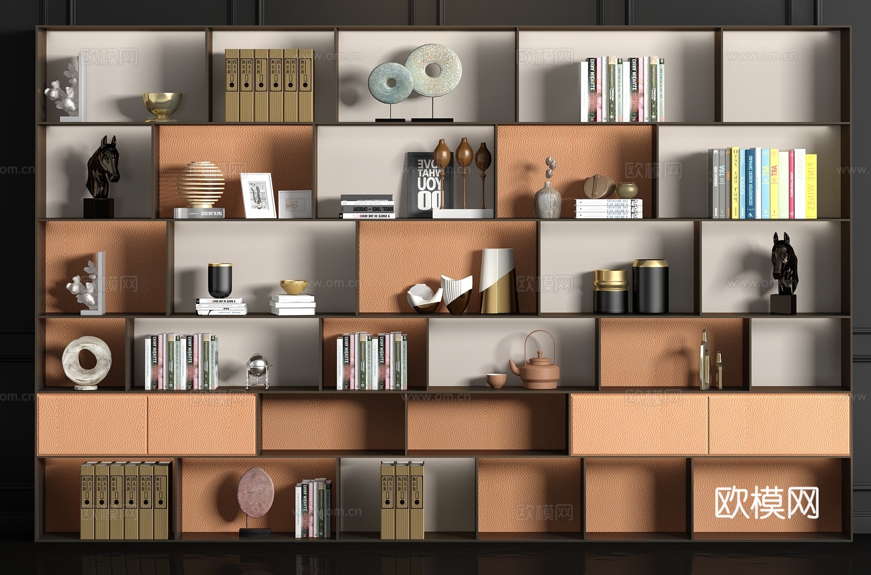 现代书柜3d模型下载（渲染图2）
