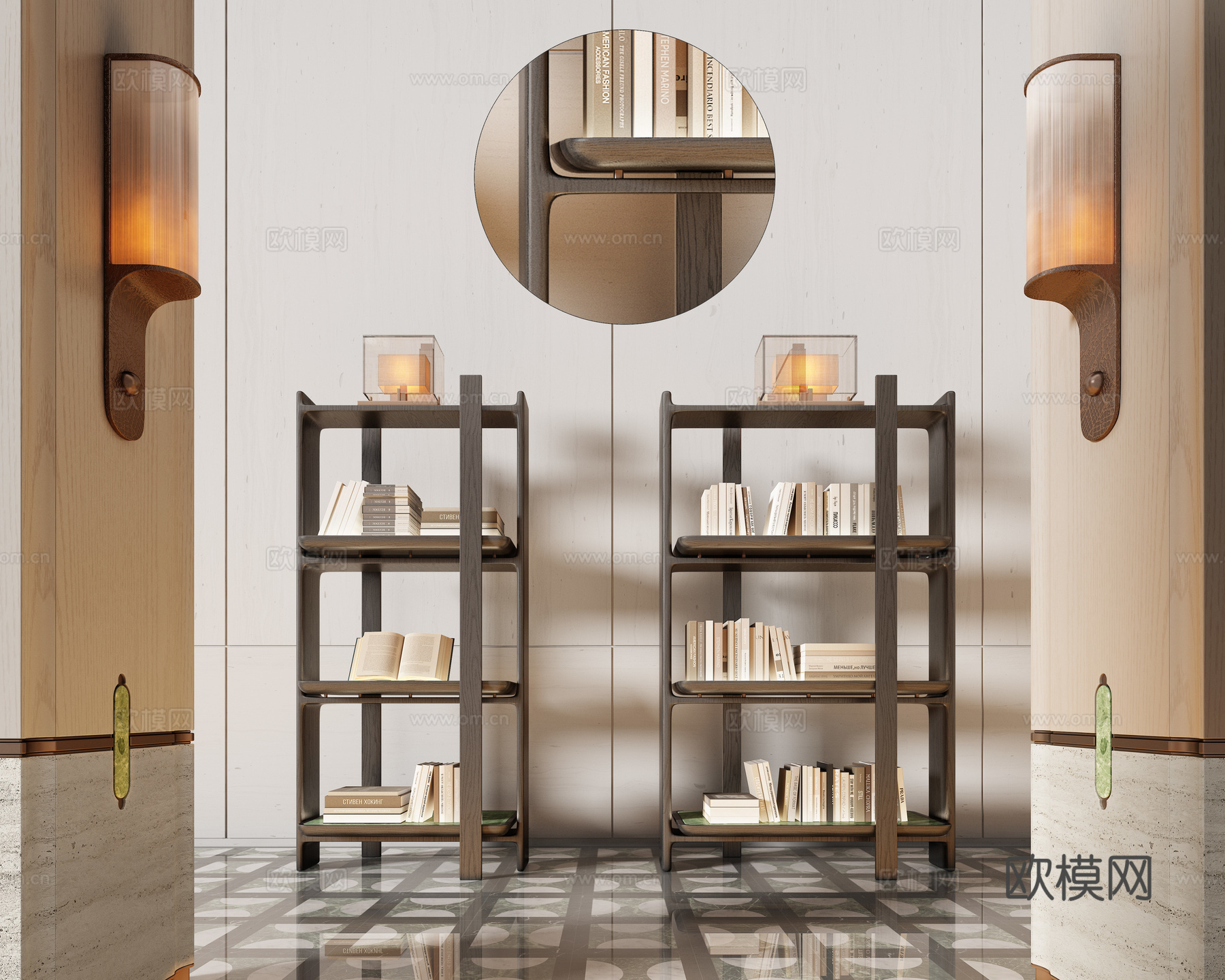Minotti 米洛提  现代书架 博古架 书柜组合3d模型