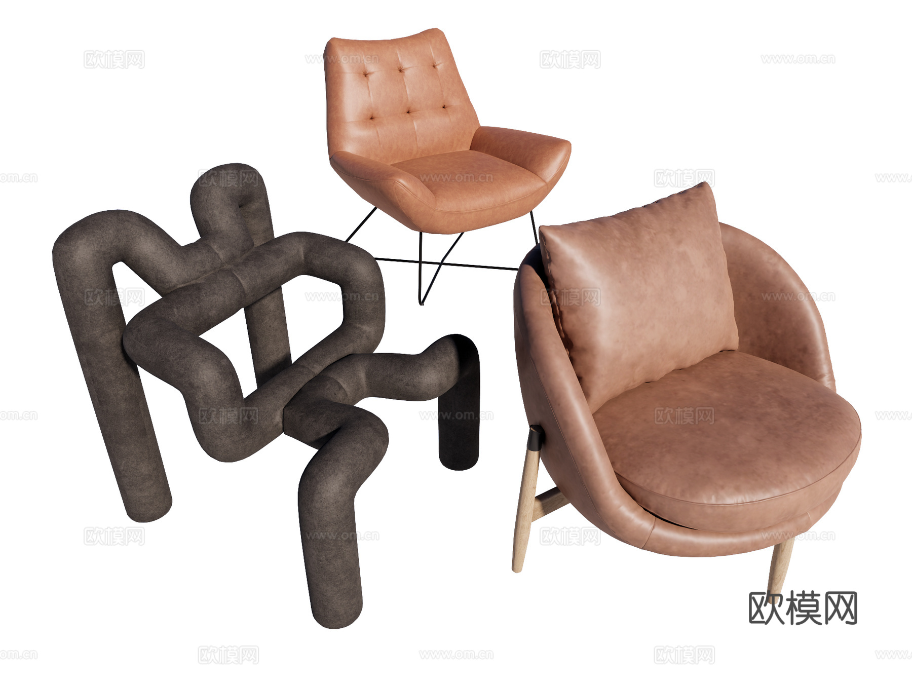 现代 复古 中古 休闲椅 扶手椅 木椅 布椅 皮椅 躺椅su模型