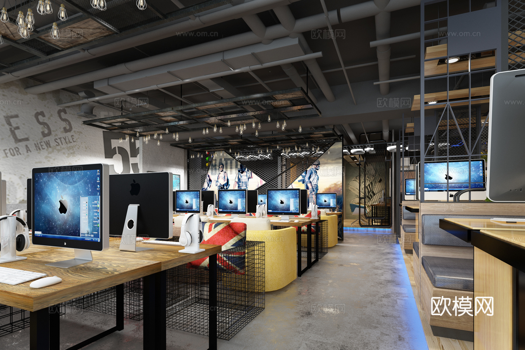 工业风网咖3d模型