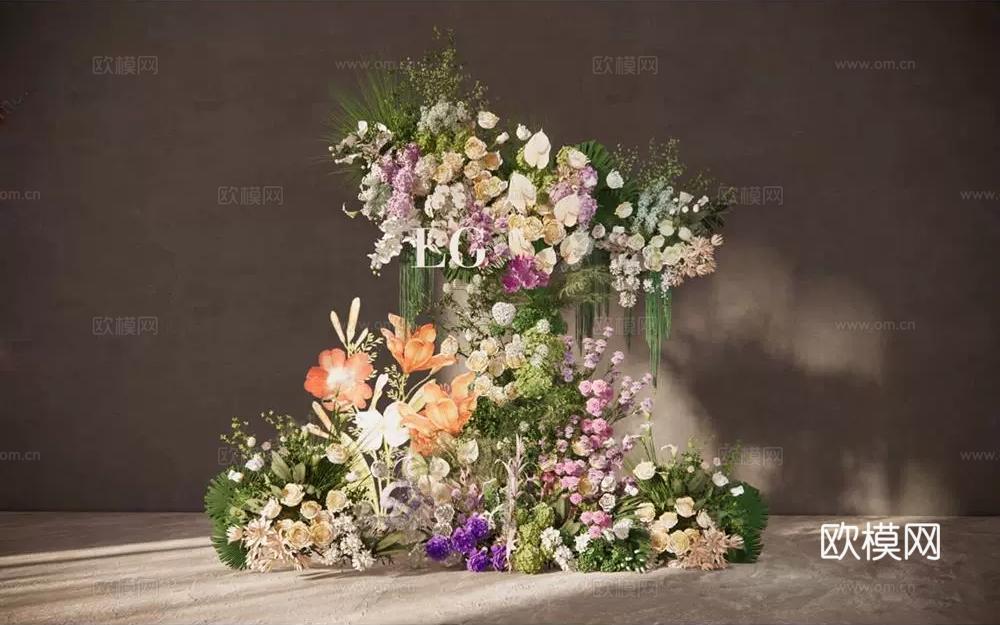 现代美陈 婚礼花艺布置su模型