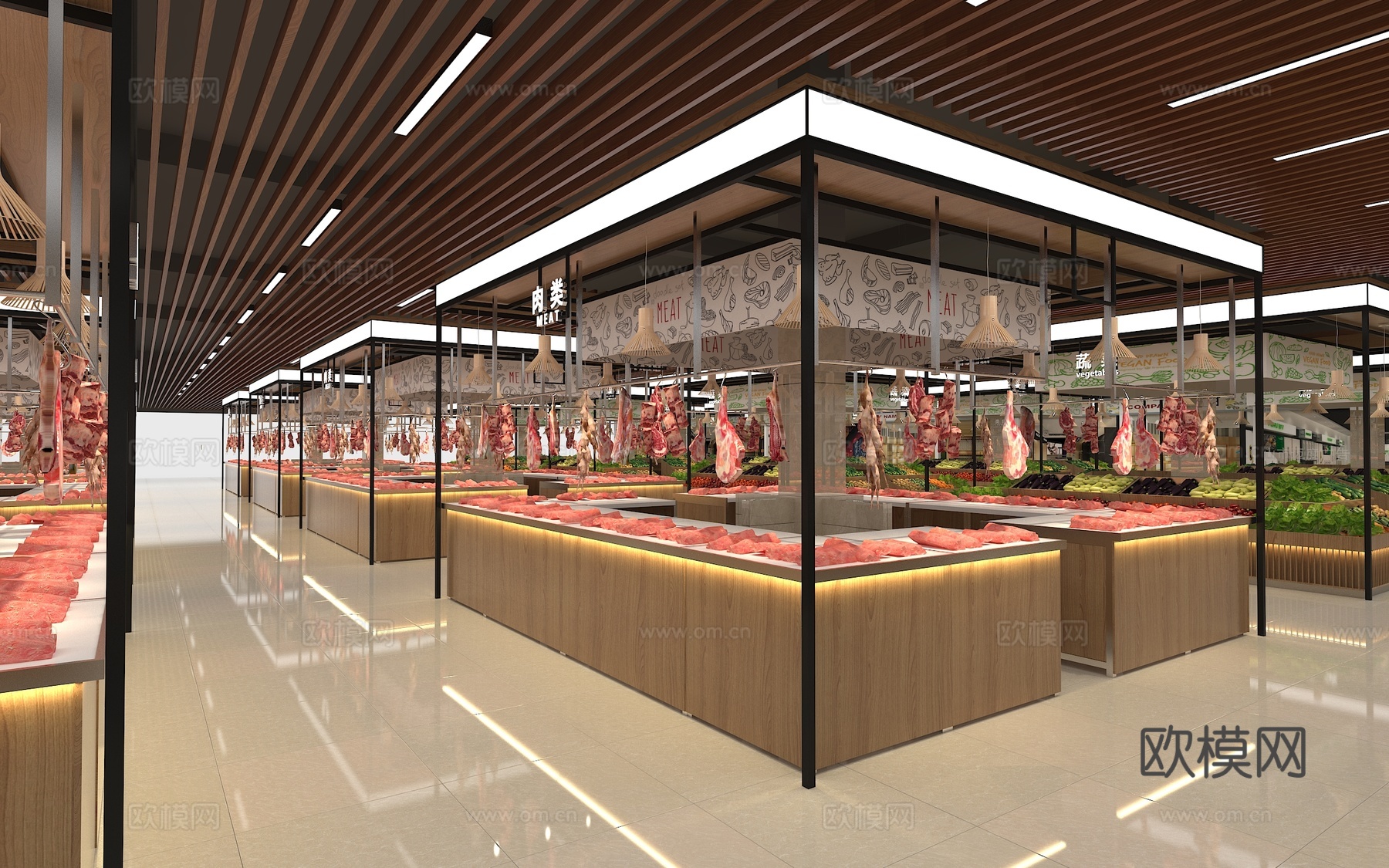 菜市 肉类 水果 干货批发市场3d模型