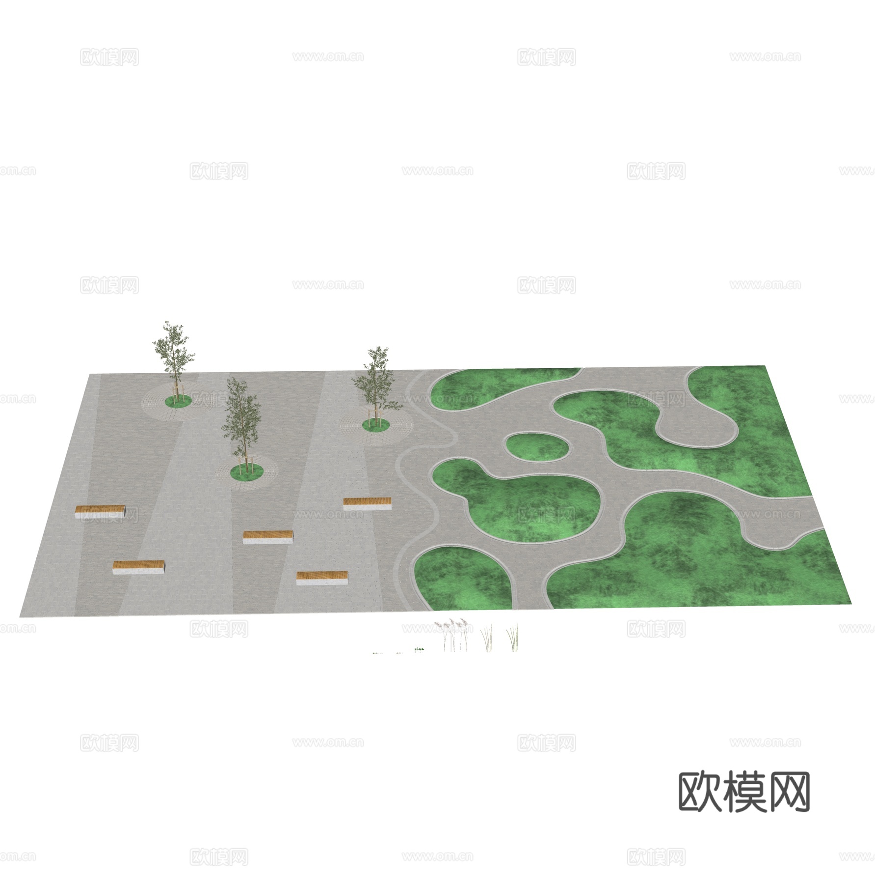 现代广场景观su模型