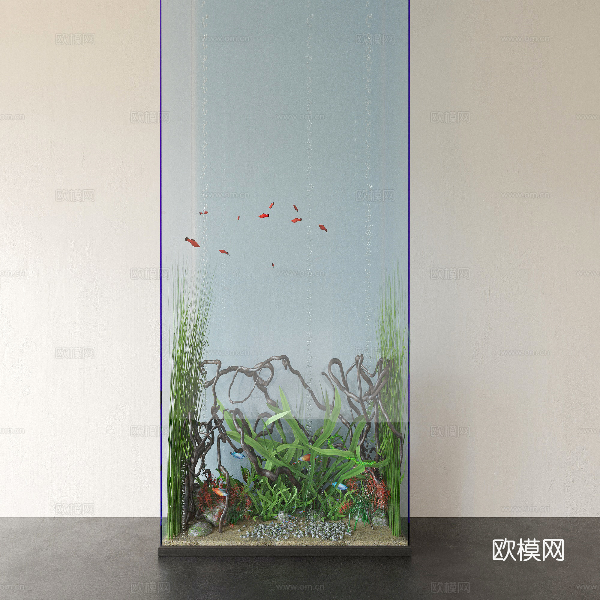 鱼缸  落地装饰鱼缸3d模型