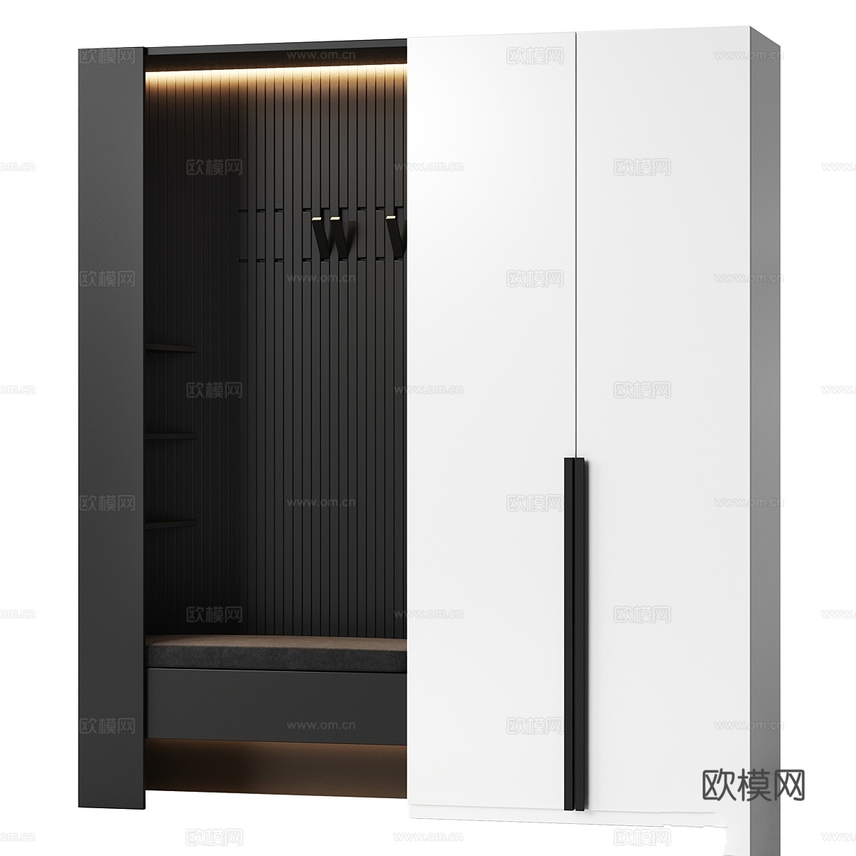 走廊区域采用极简风格 43d模型