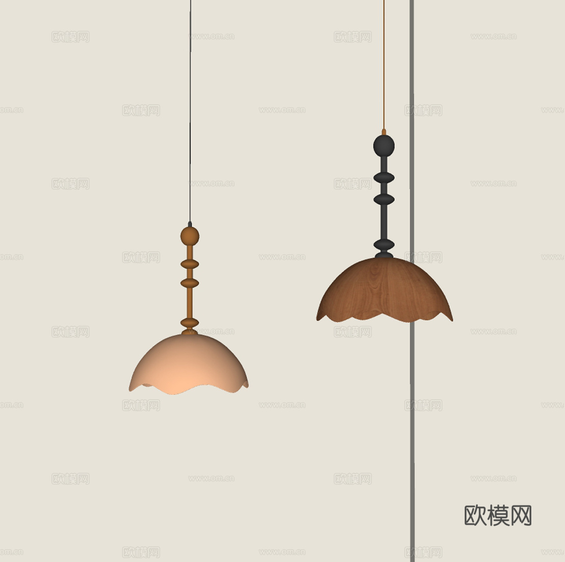 侘寂风中古吊灯su模型