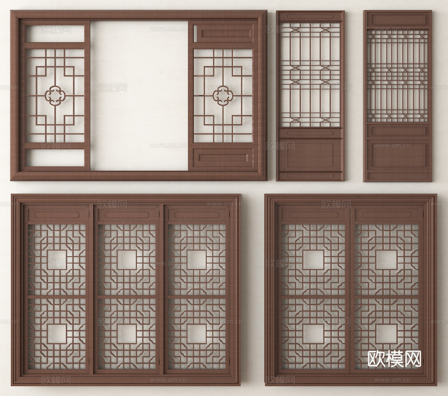 新中式窗户 镂空窗 雕花窗 花格窗3d模型