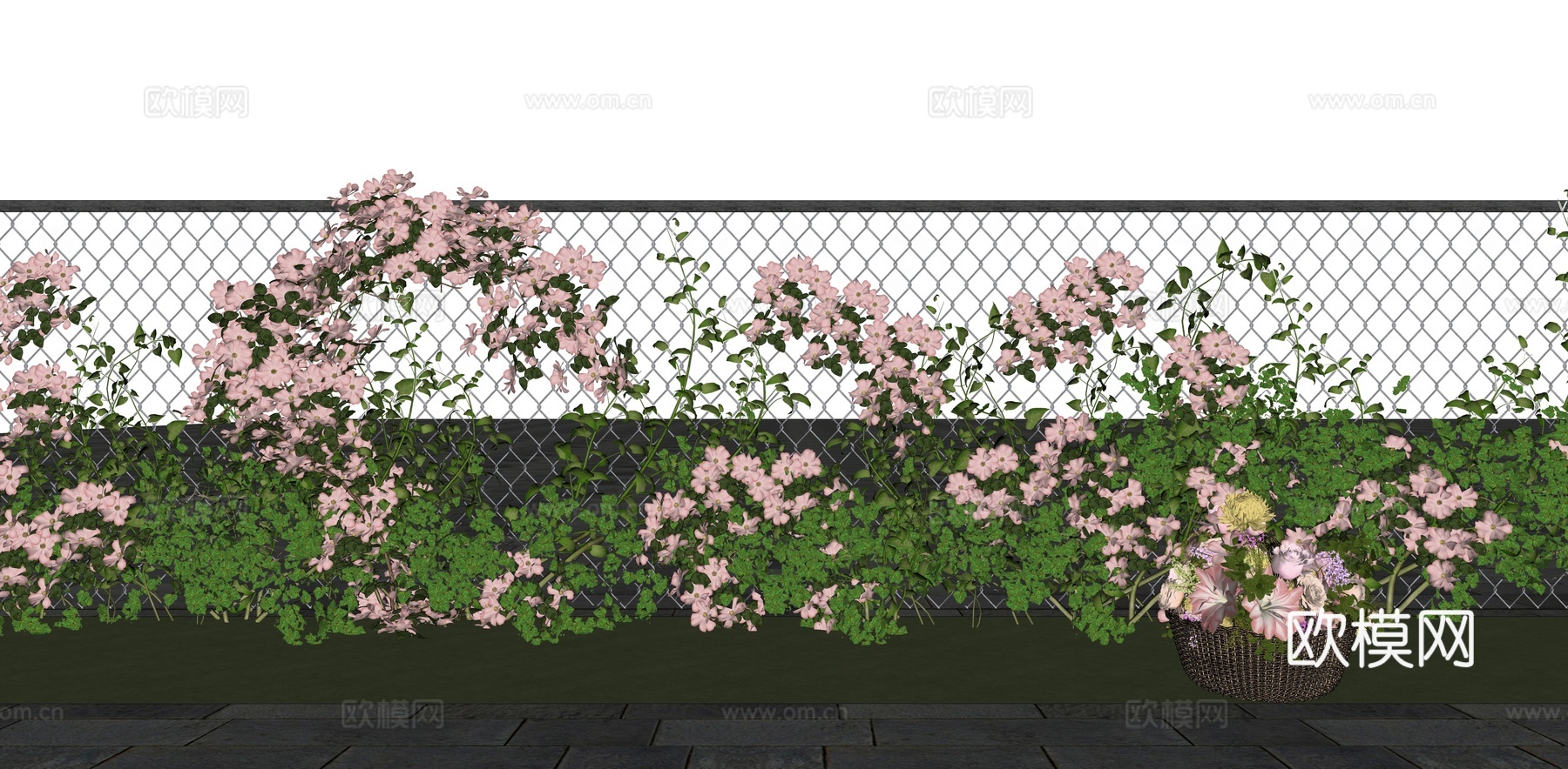 庭园藤蔓花卉植物 藤蔓藤本 爬藤植物 月季花 蔷薇 丁香花su模型