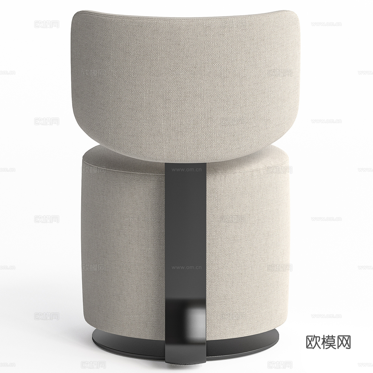新中式布艺单椅3d模型