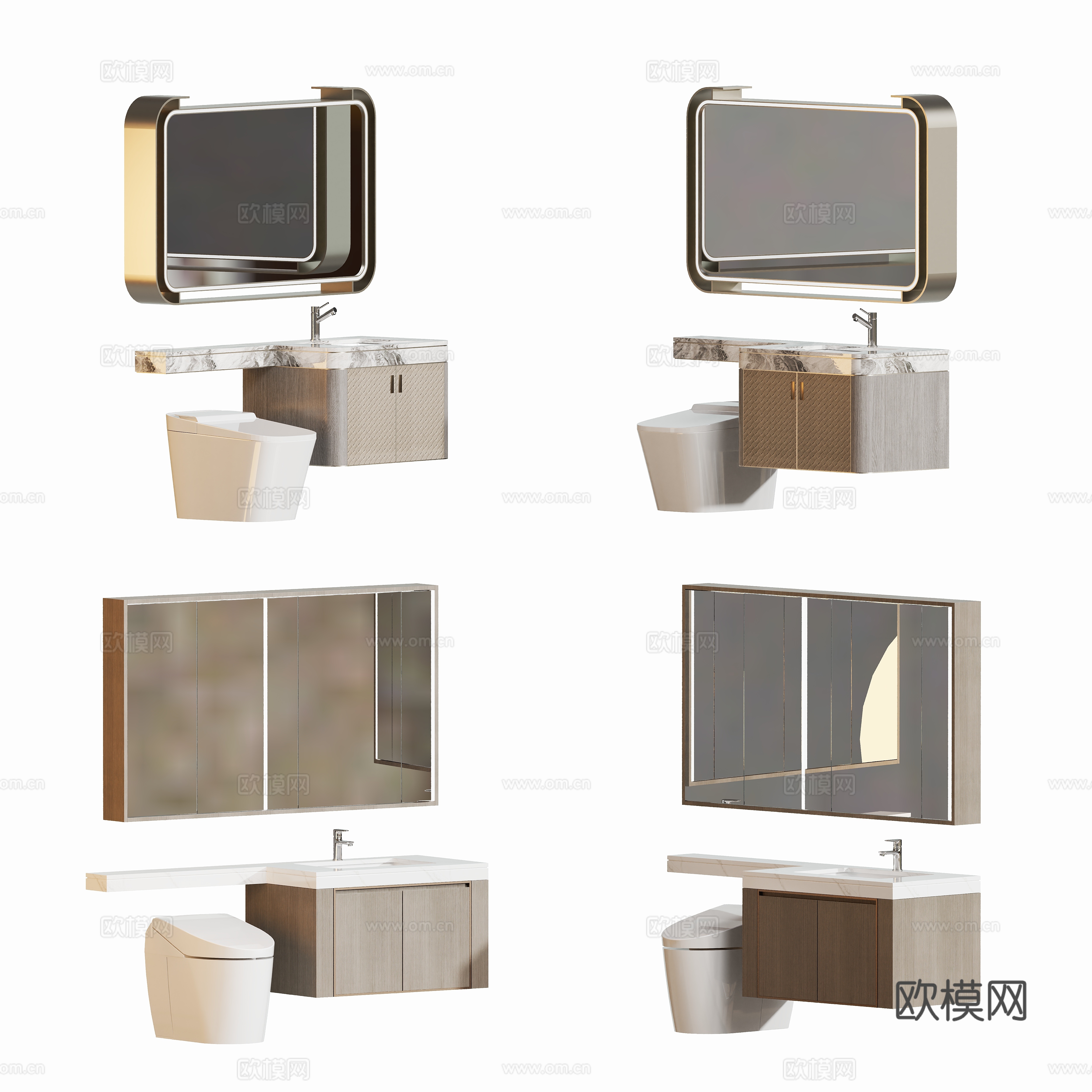 现代卫生浴室柜镜柜3d模型