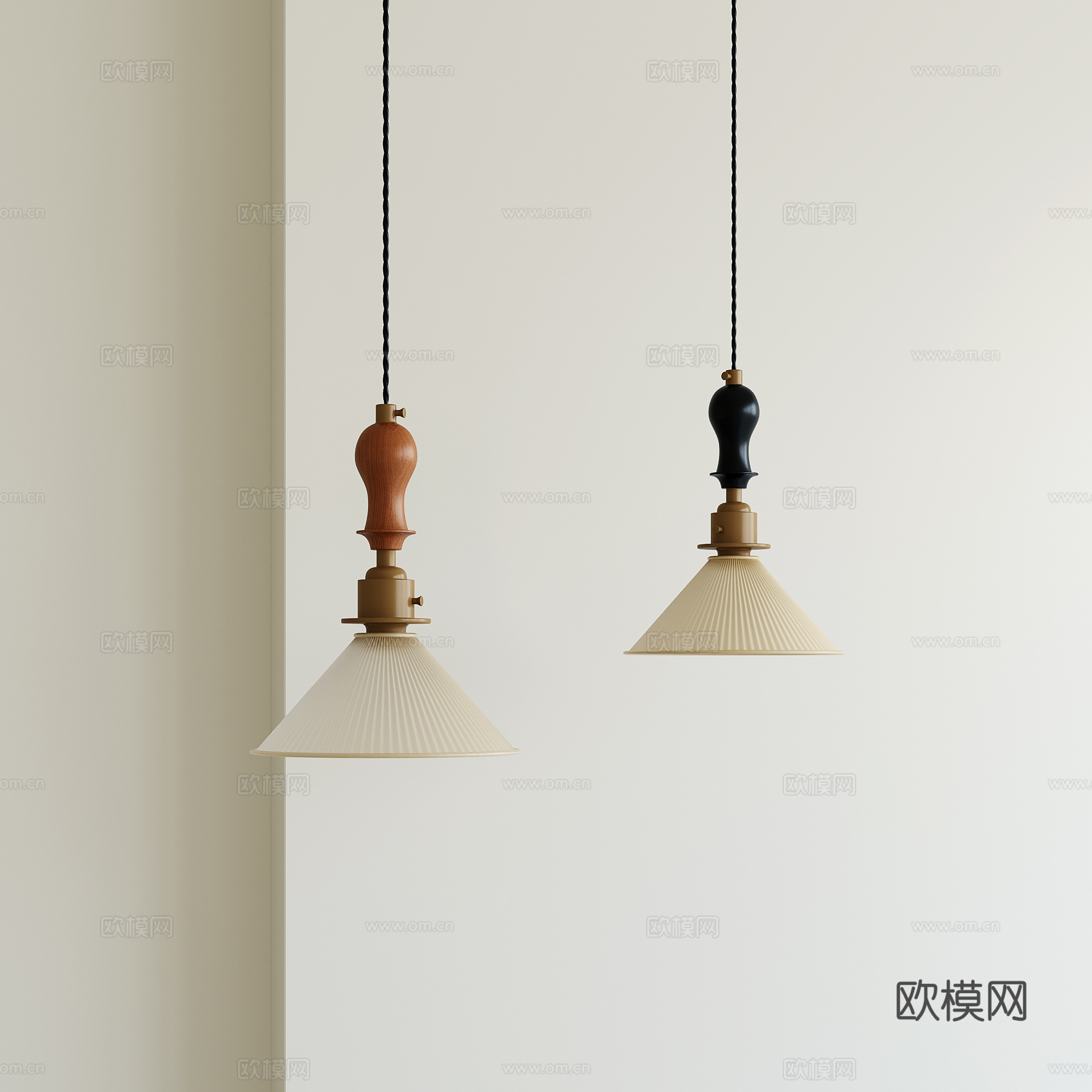 北欧中古小吊灯su模型