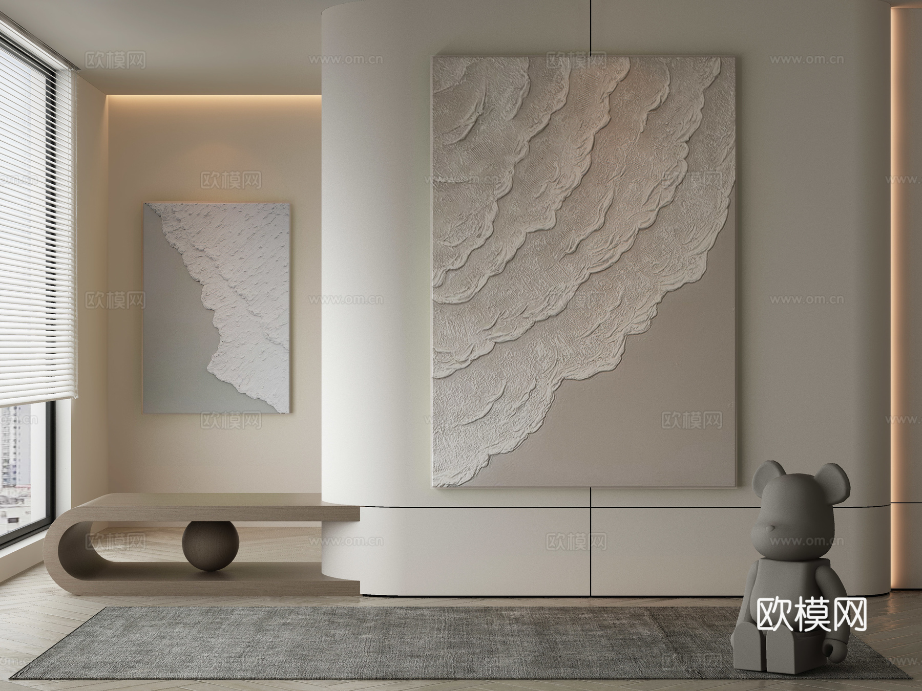 现代侘寂挂画 油画3d模型