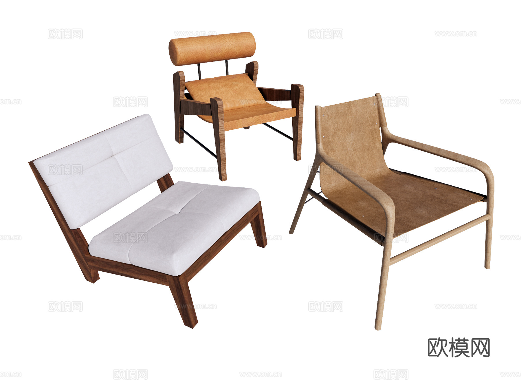 中古 侘寂 复古 休闲椅 扶手椅 木椅 布椅 皮椅su模型