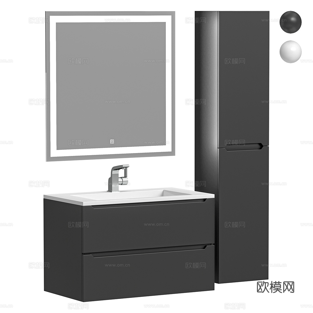 浴室家具套装 Uperwood Tanos 80 cm3d模型