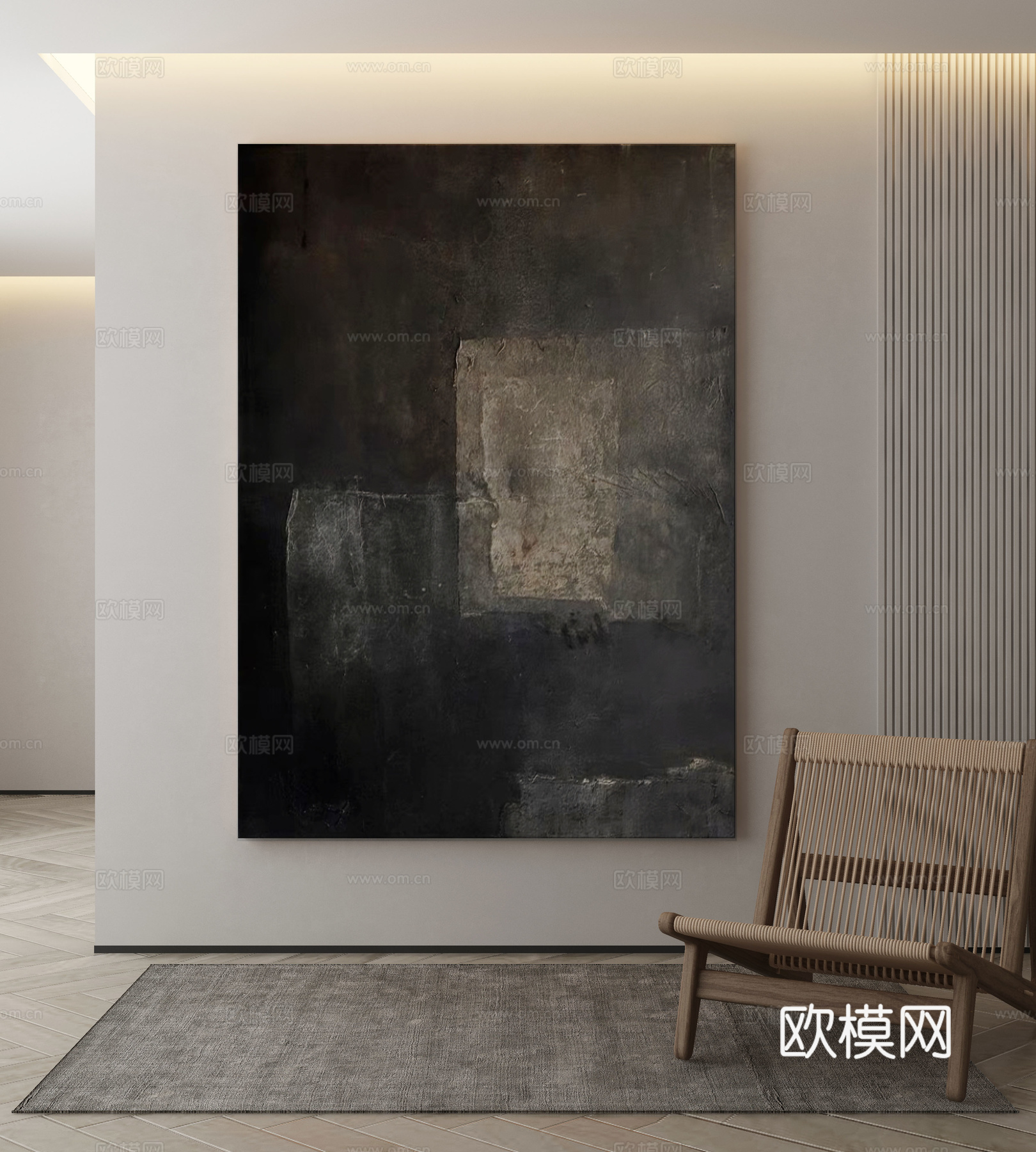 现代侘寂挂画 油画3d模型