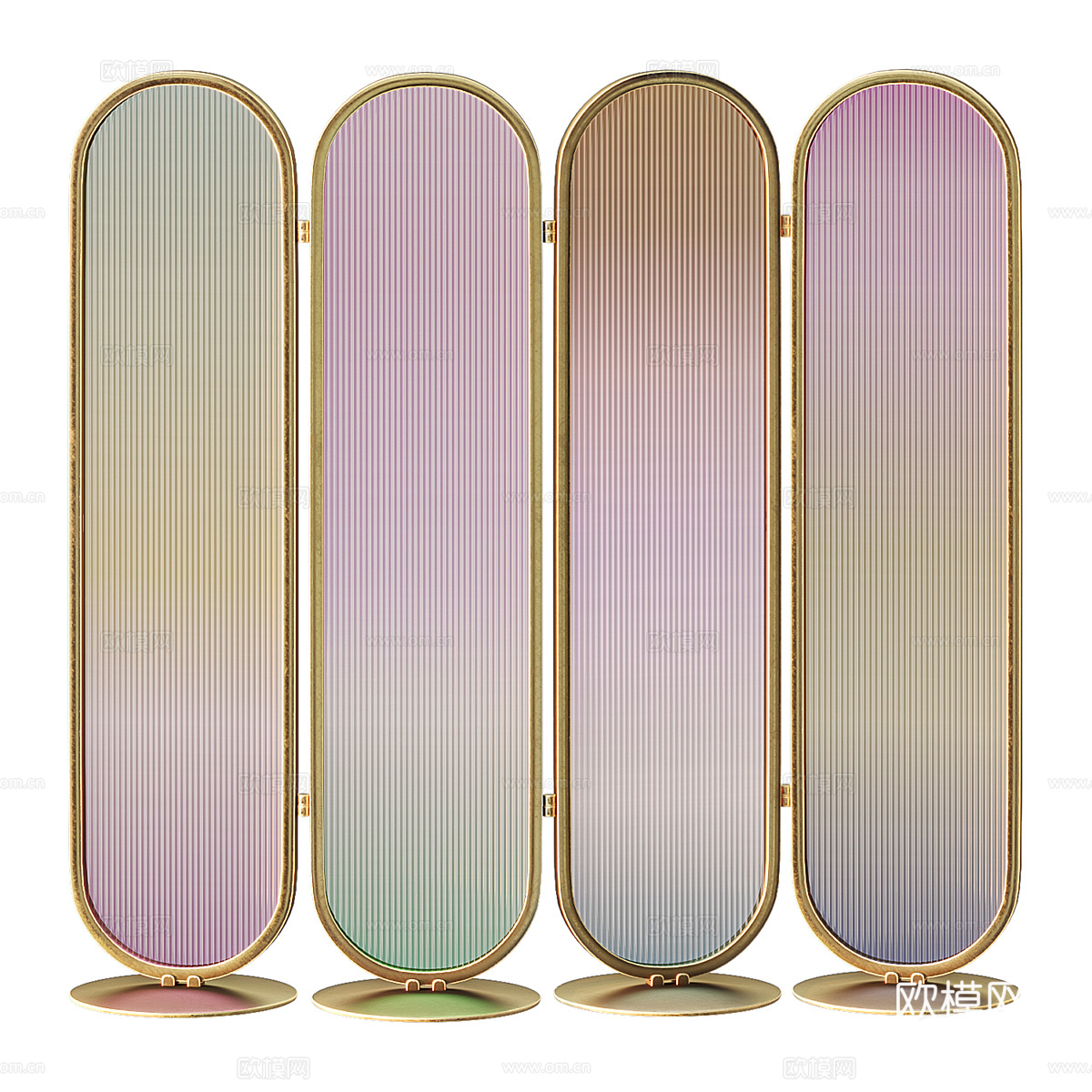 现代轻奢彩色玻璃屏风3d模型下载（渲染图2）