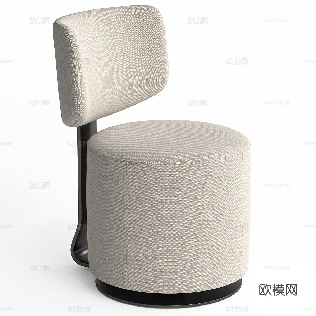 新中式布艺单椅3d模型