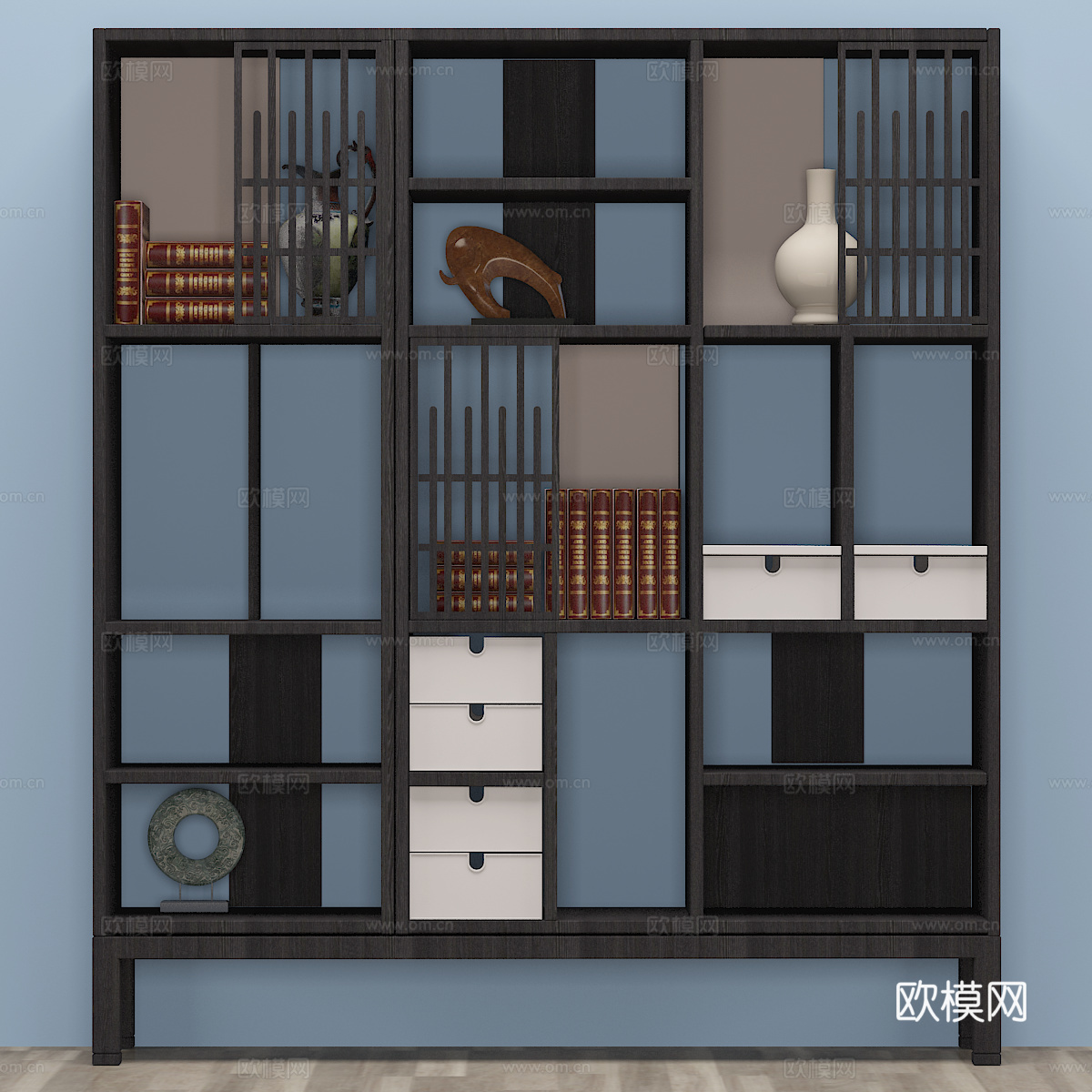 现代书柜 书籍 书架3d模型