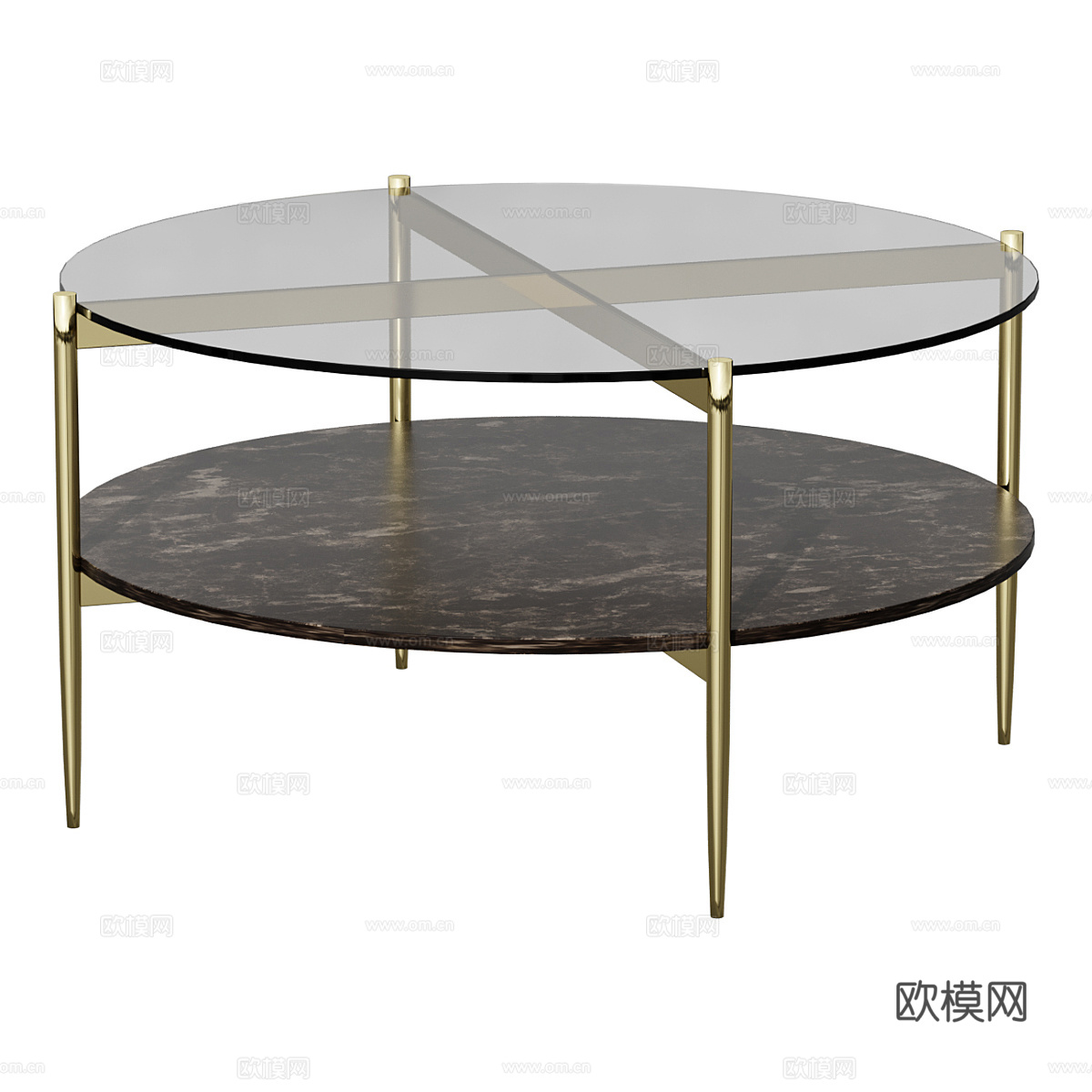 现代轻奢大理石玻璃圆茶几3d模型