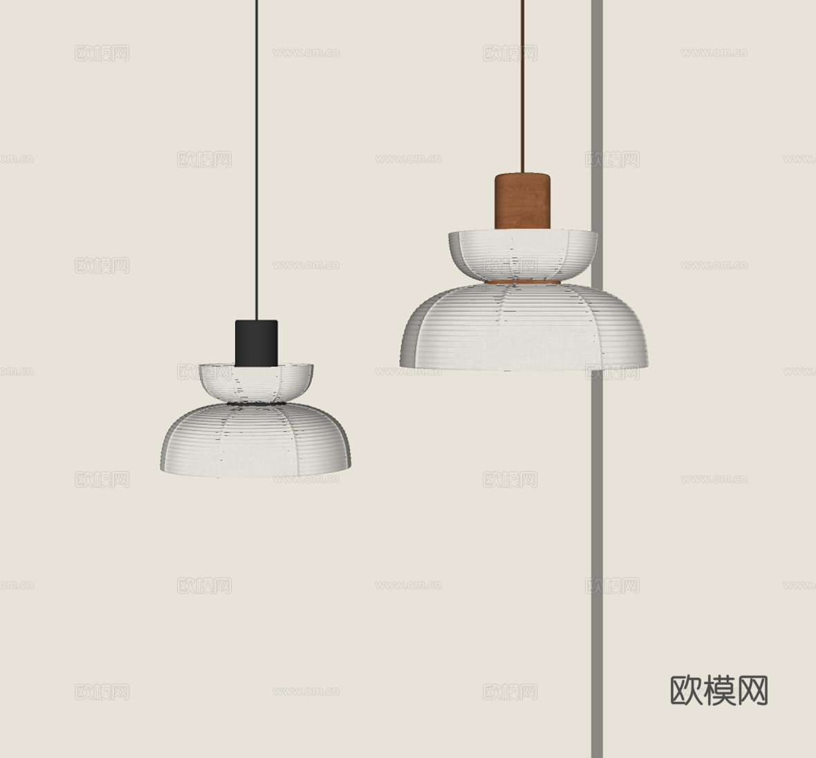 新中式灯笼吊灯su模型