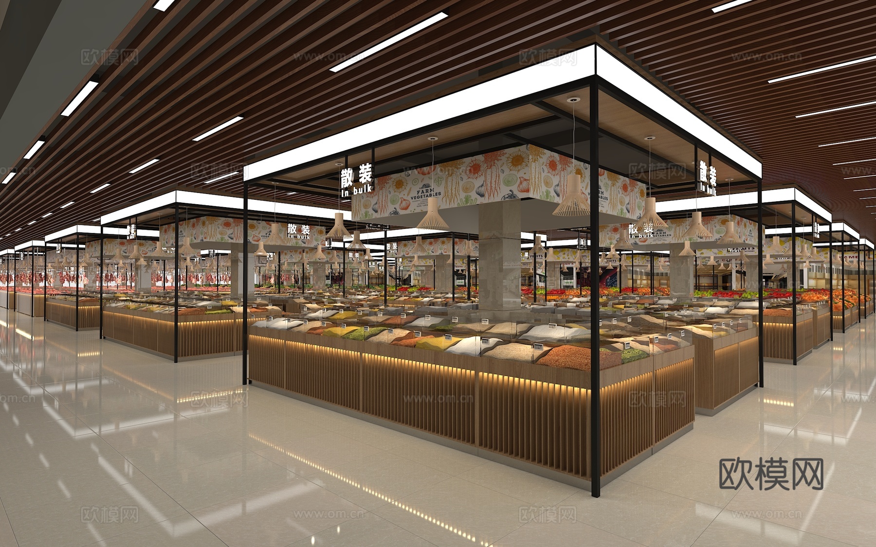 菜市 肉类 水果 干货批发市场3d模型