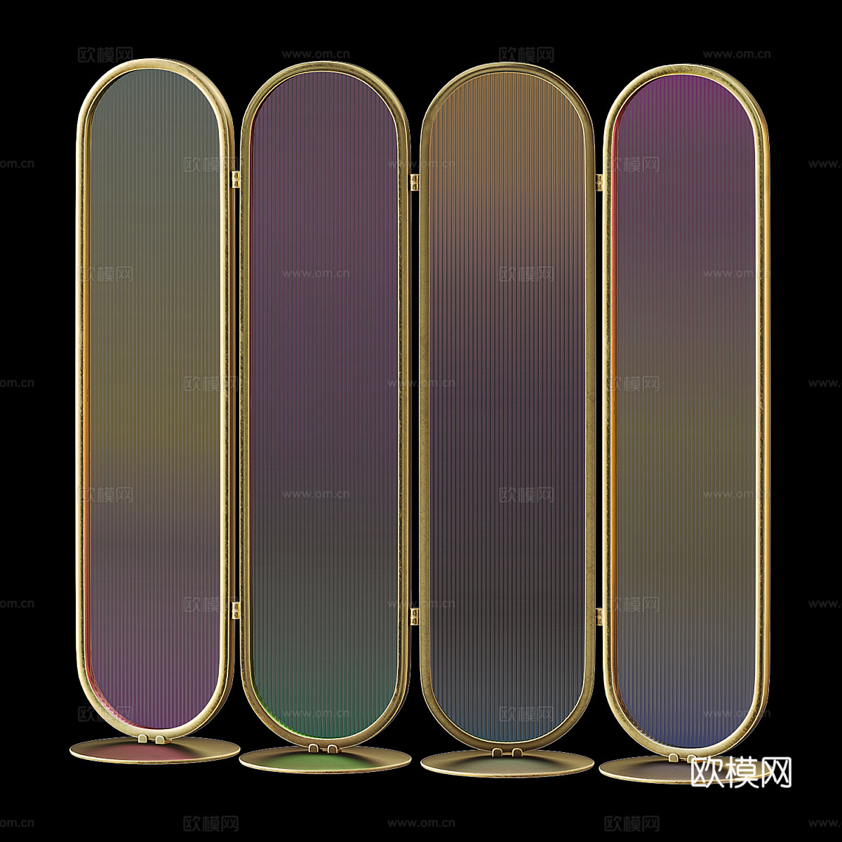 现代轻奢彩色玻璃屏风3d模型下载（渲染图4）