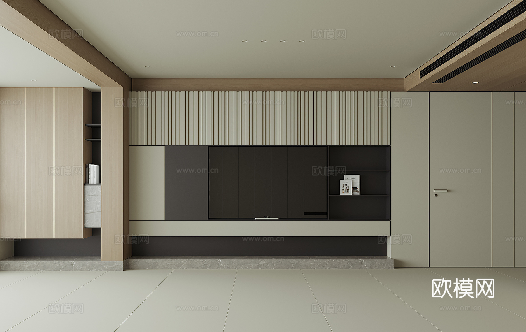 现代电视背景墙3d模型下载