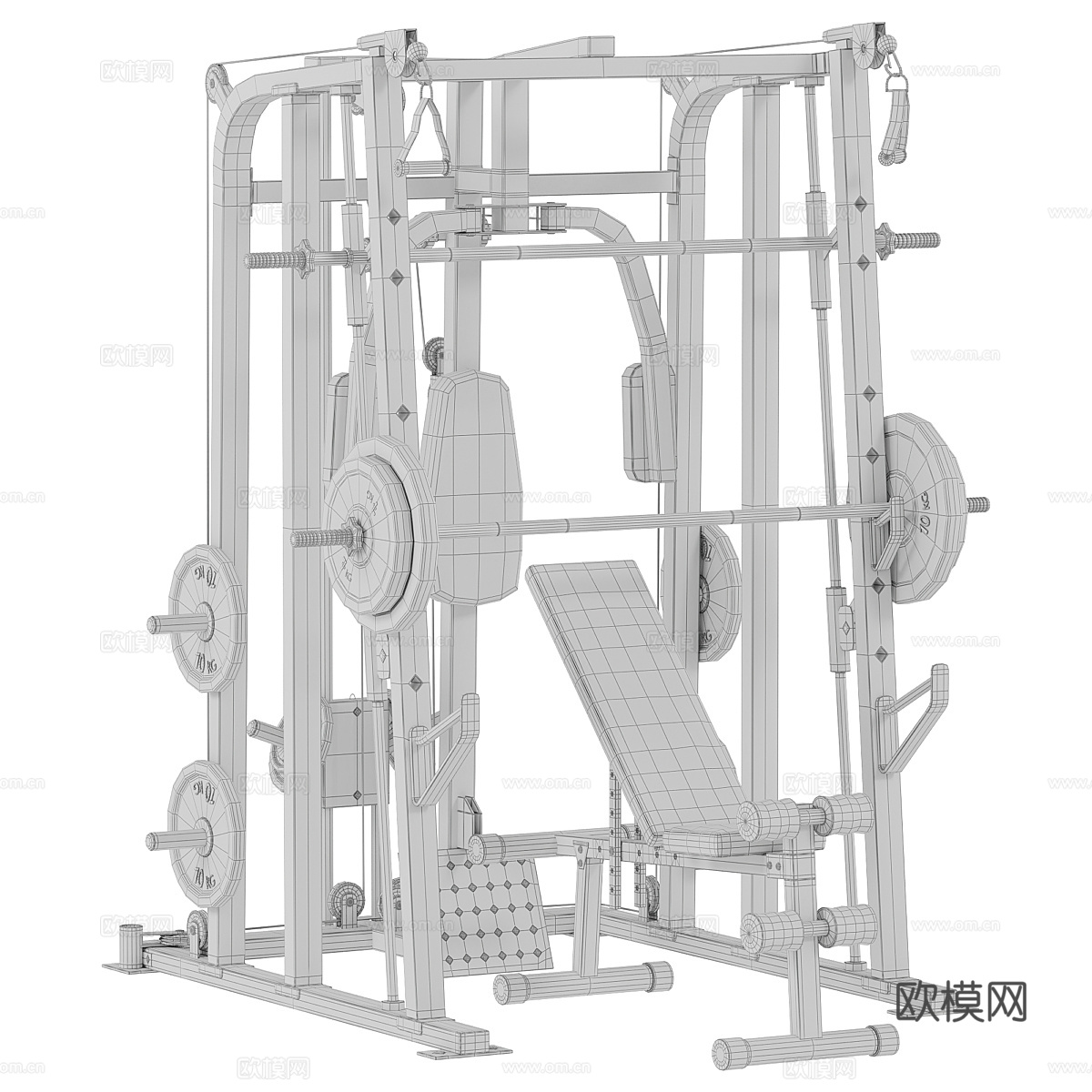 现代多功能力量训练器 健身器材3d模型