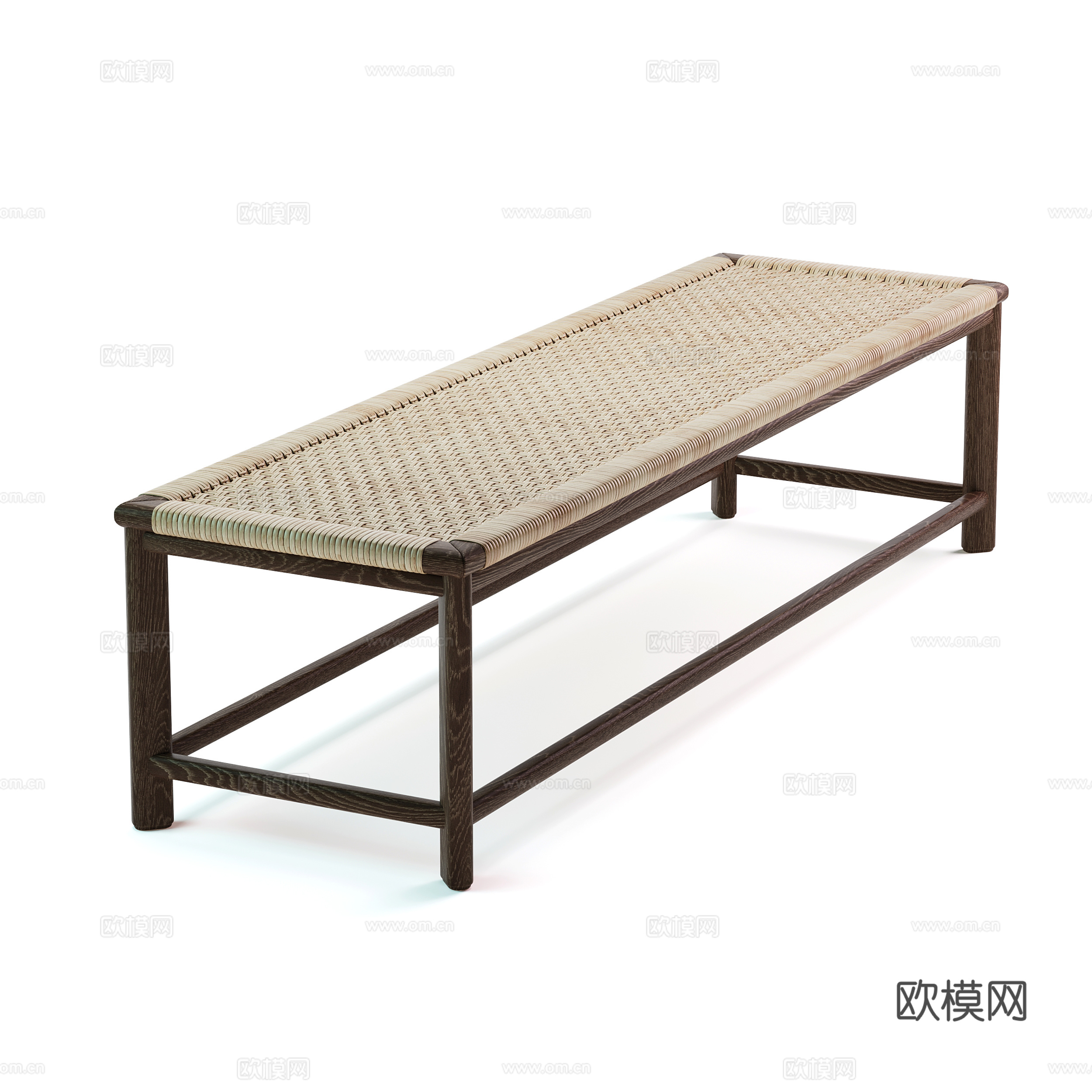 藤编长凳子3d模型