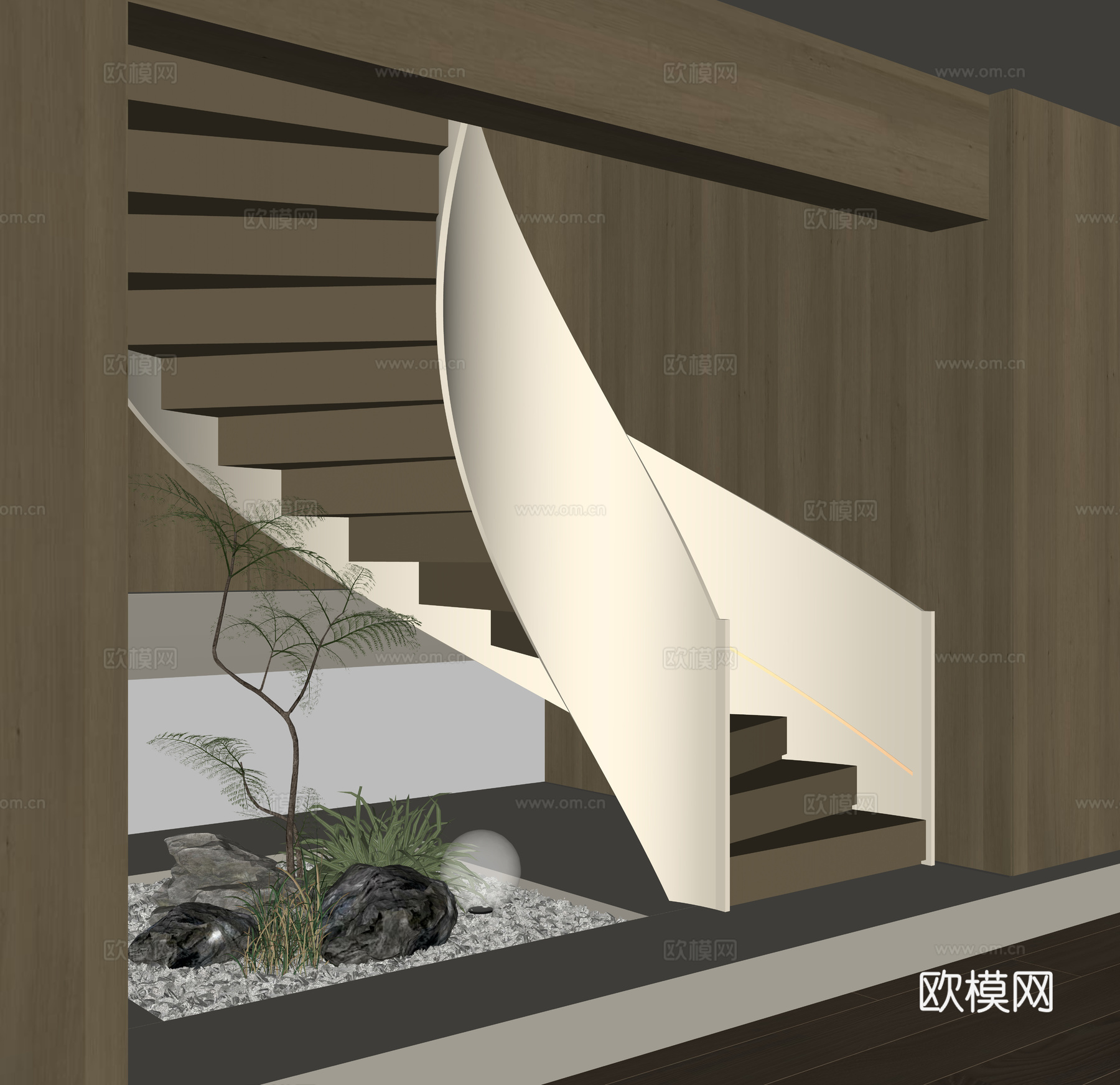 现代旋转楼梯su模型