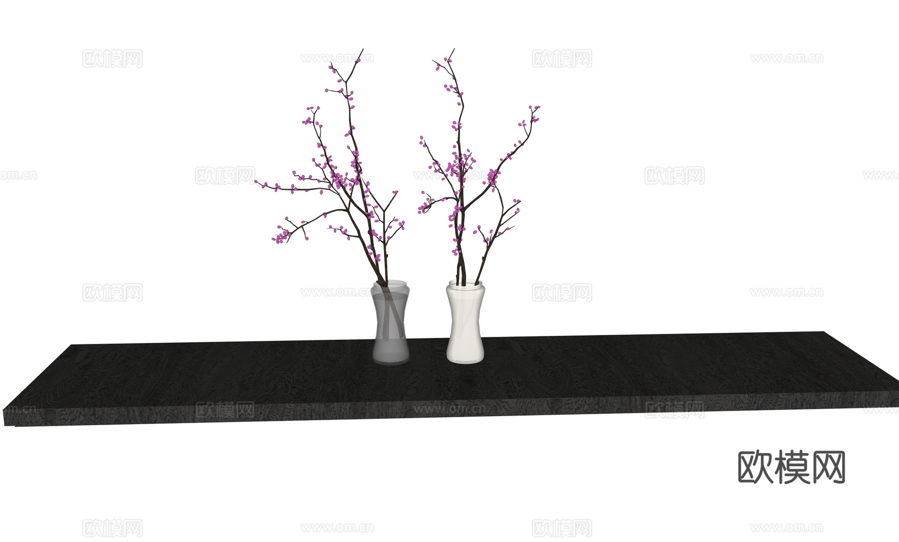 现代花瓶水养盆栽植物su模型