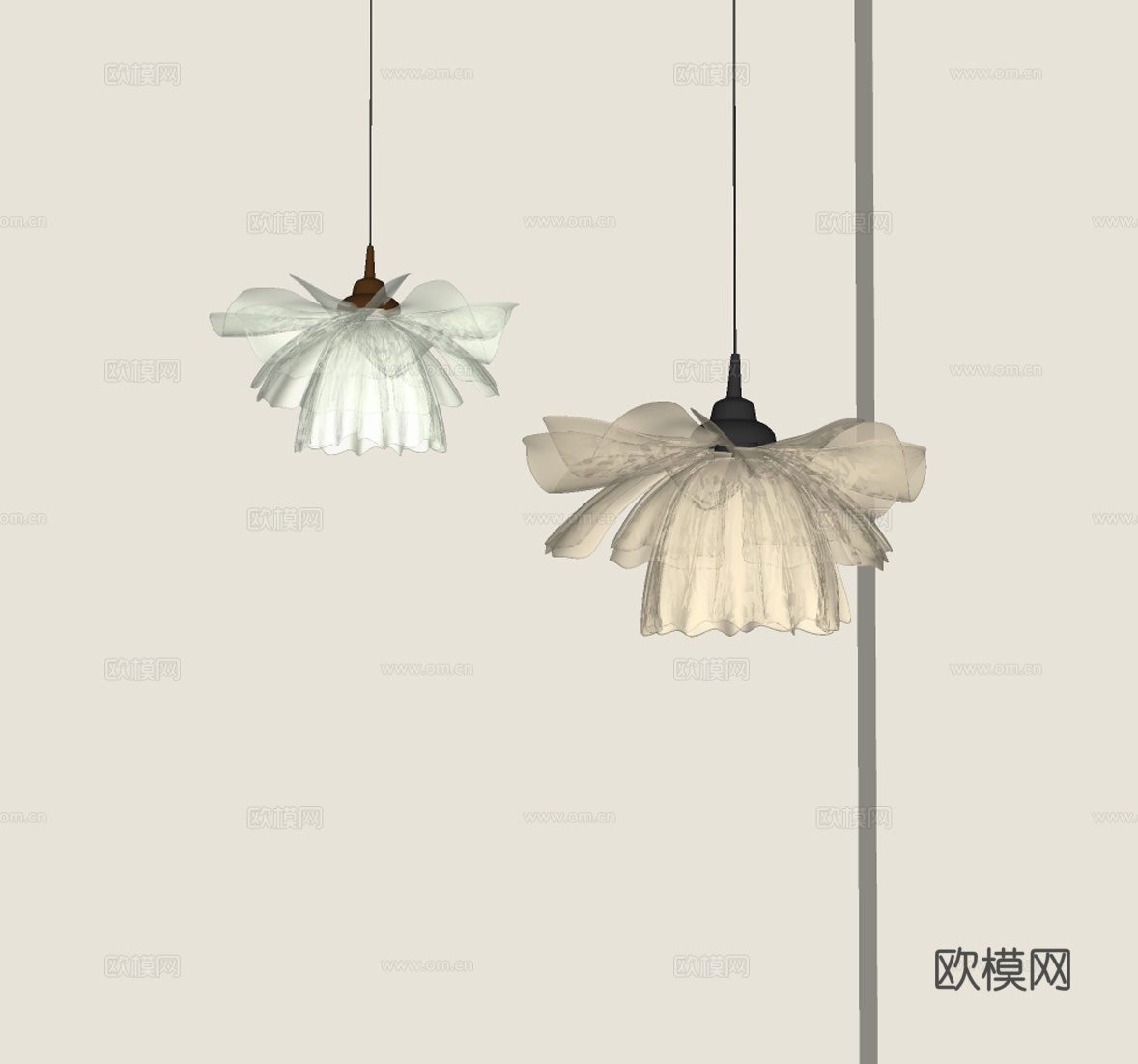 现代玻璃小吊灯su模型