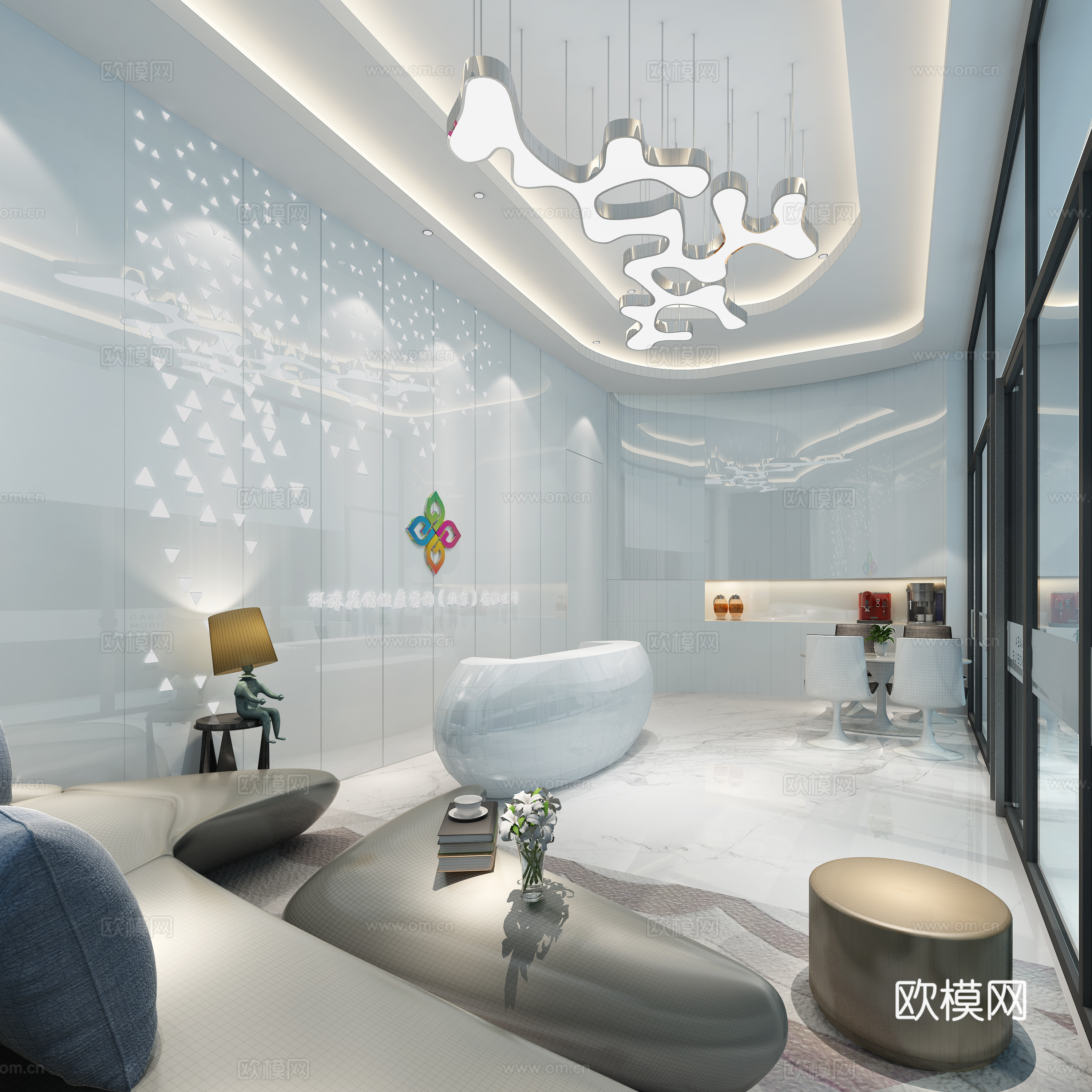 现代美容医院大厅前台 沙发 凳子 桌椅3d模型