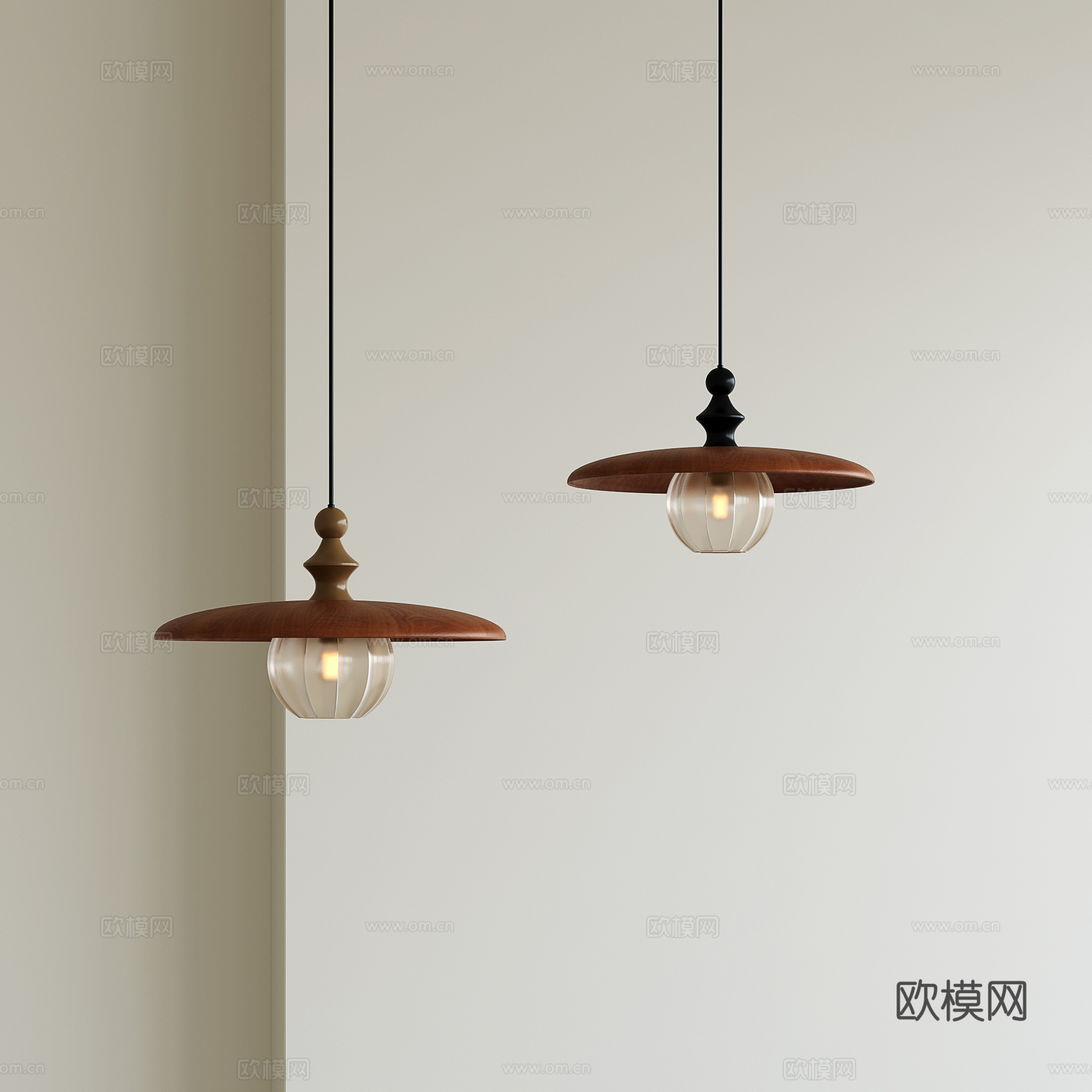侘寂风中古小吊灯su模型