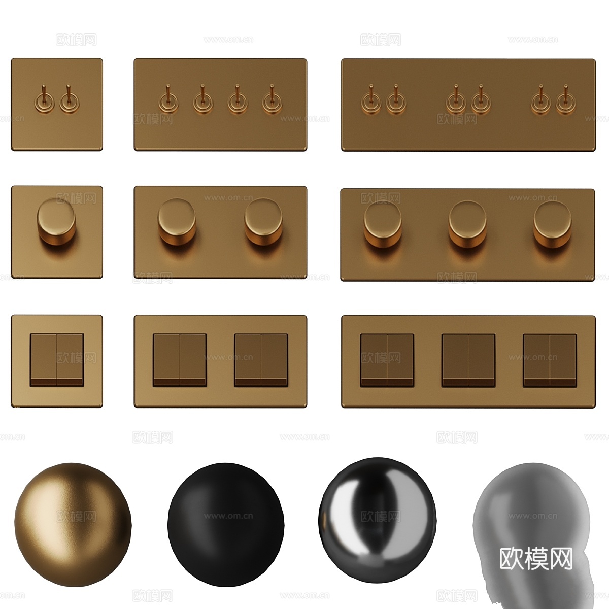 Corston开关和插座玻璃3d模型
