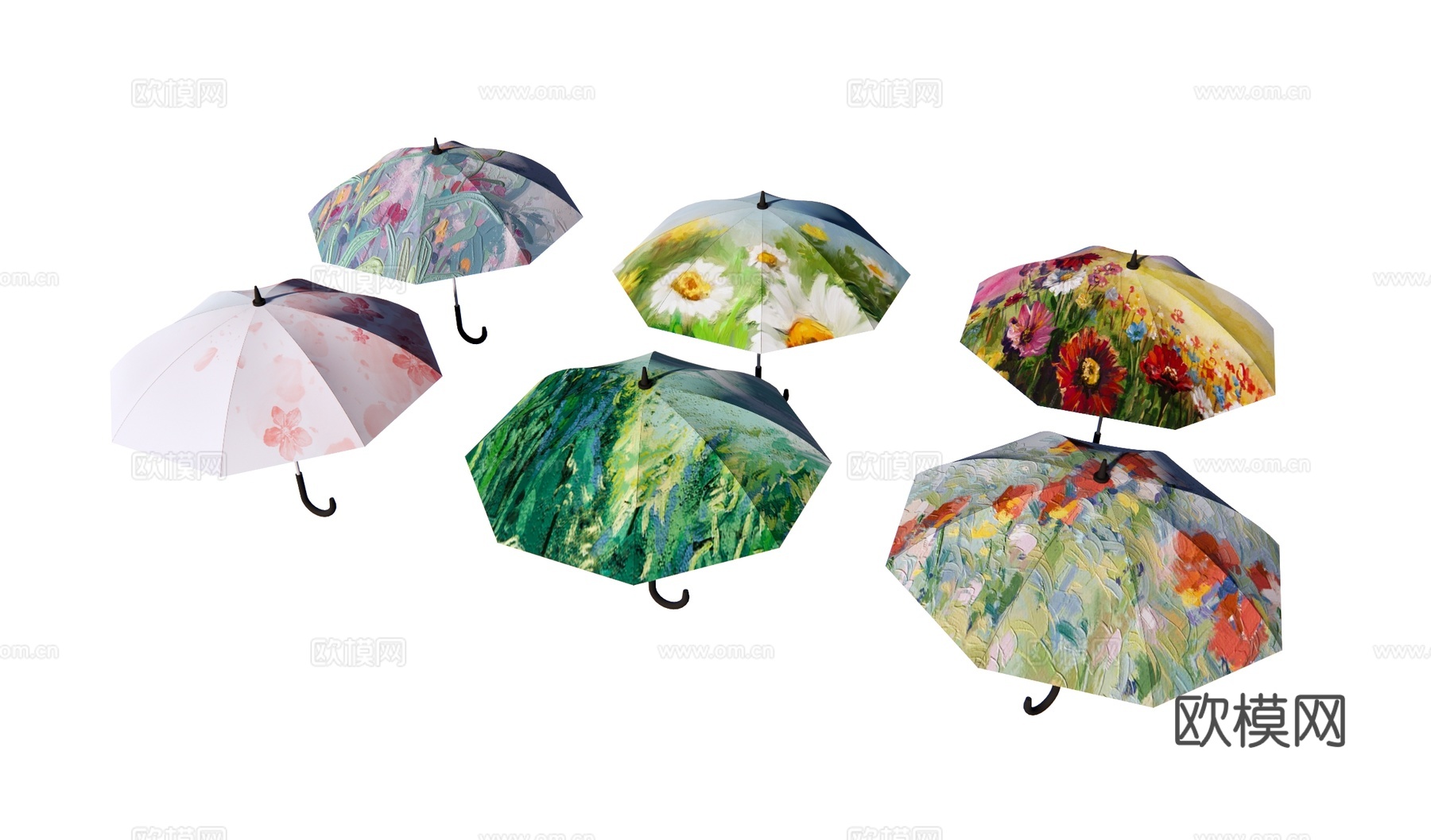 雨伞 遮阳伞 花纹伞su模型