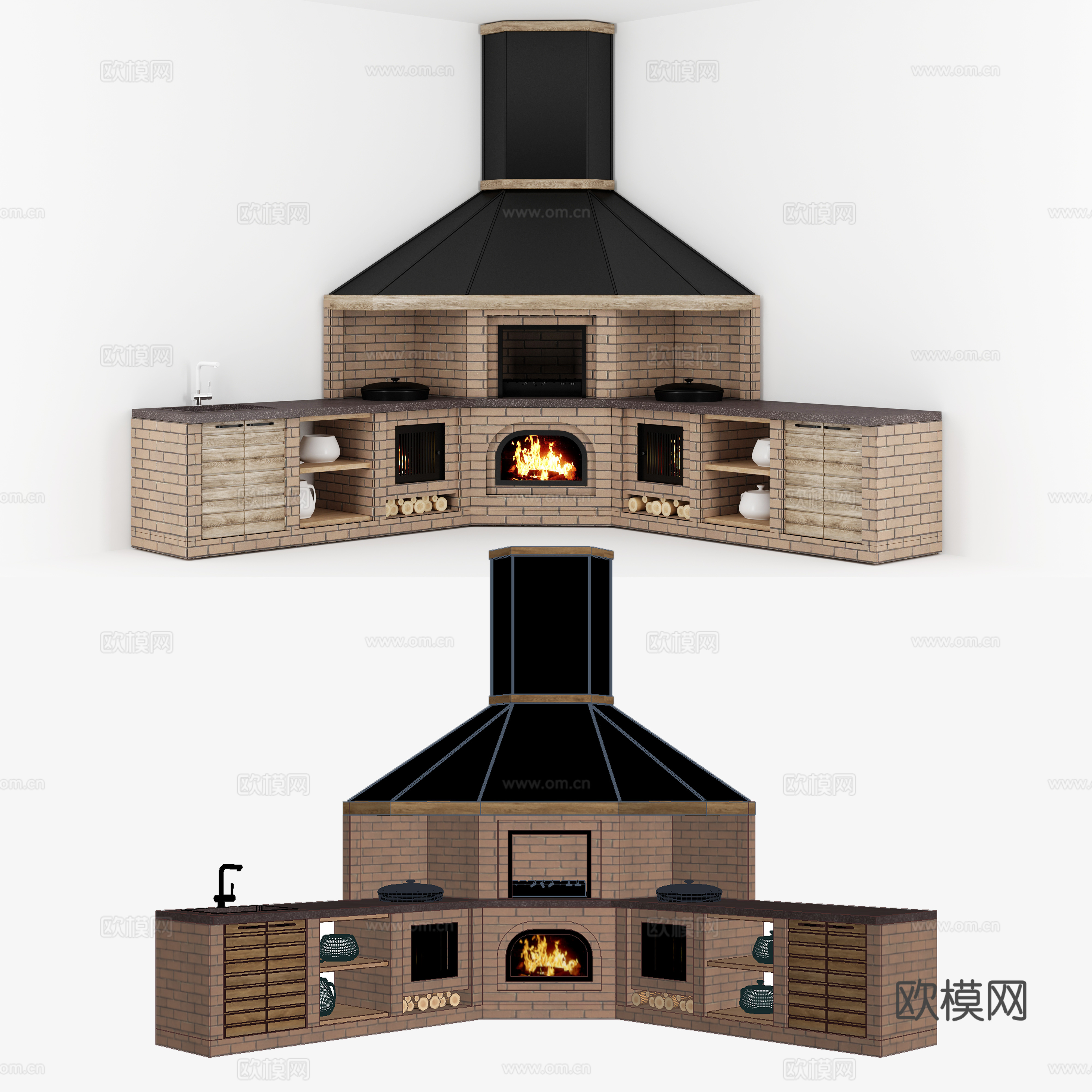 乡村灶台 灶台3d模型