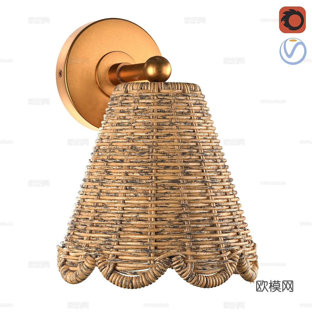 Kismet 悬挂藤编灯3d模型