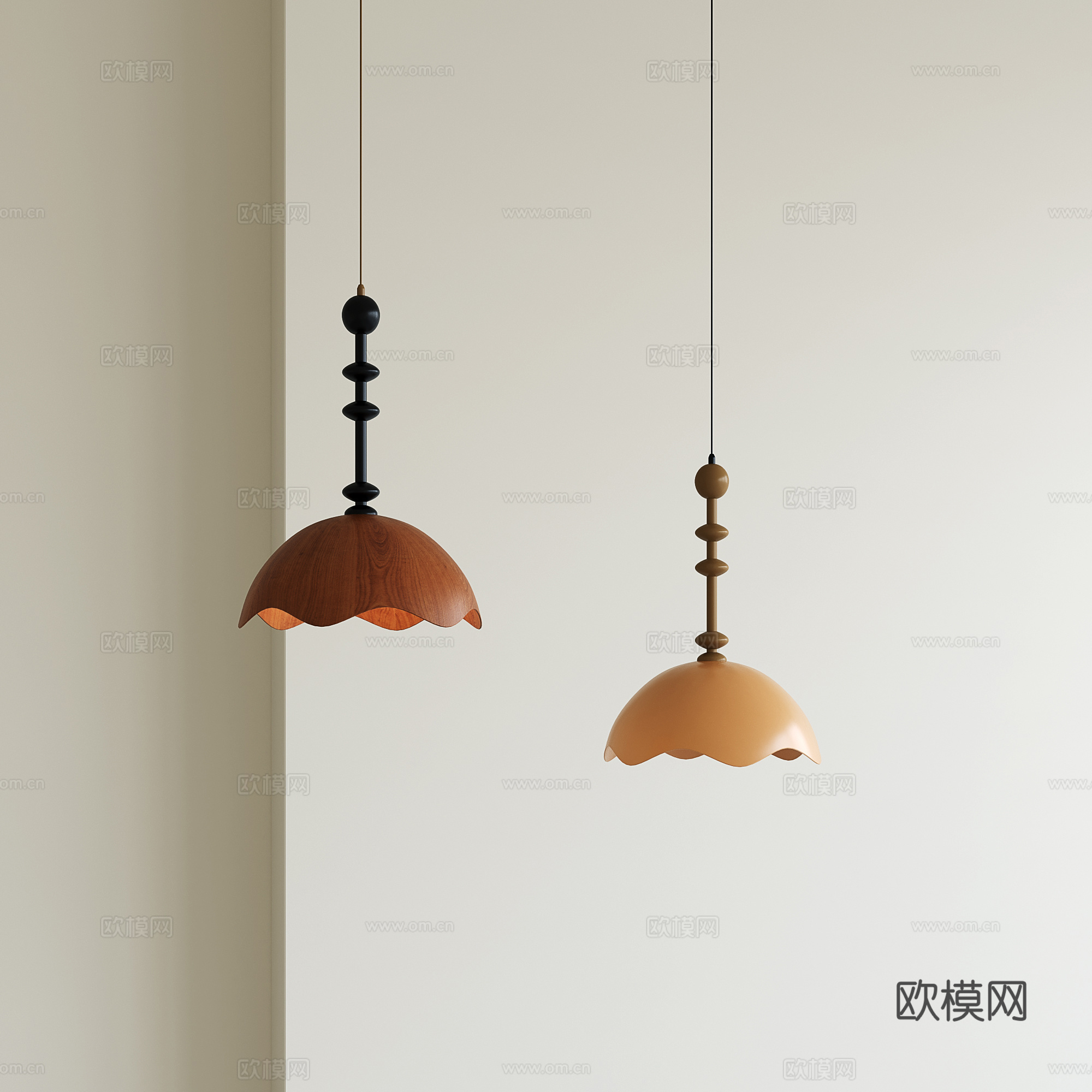 侘寂风中古吊灯su模型