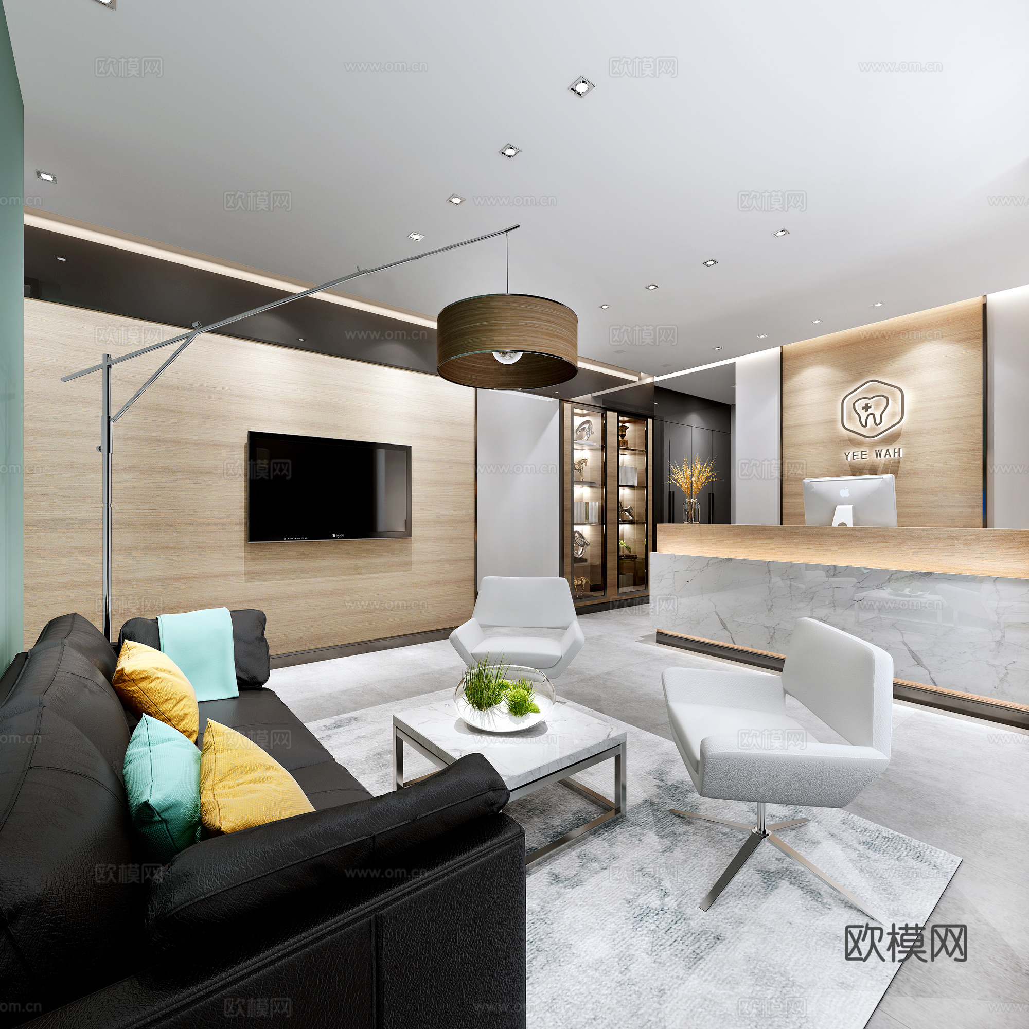 医院牙科 沙发 茶几 落地灯3d模型