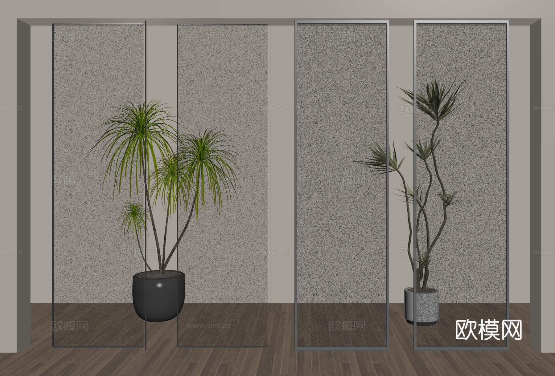 玻璃隔断 玻璃屏风 玄关隔断su模型